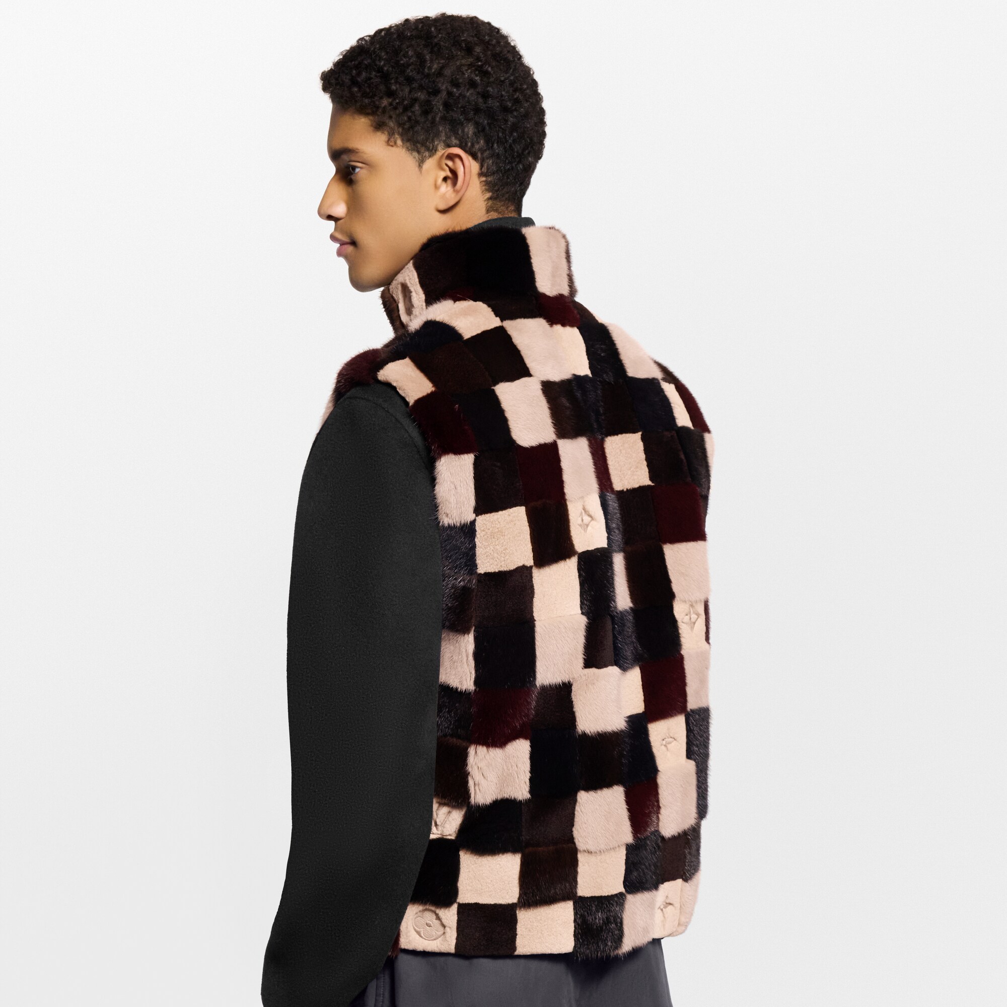 Gilet in visone con motivo Damier  Uomo Abbigliamento Capispalla e Cappotti | LOUIS VUITTON (Zoom prodotto)
