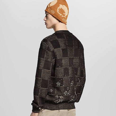 Girocollo a maniche lunghe con motivo Damier e ricami Uomo Abbigliamento Tutti i Capi di Abbigliamento | LOUIS VUITTON (Zoom prodotto)
