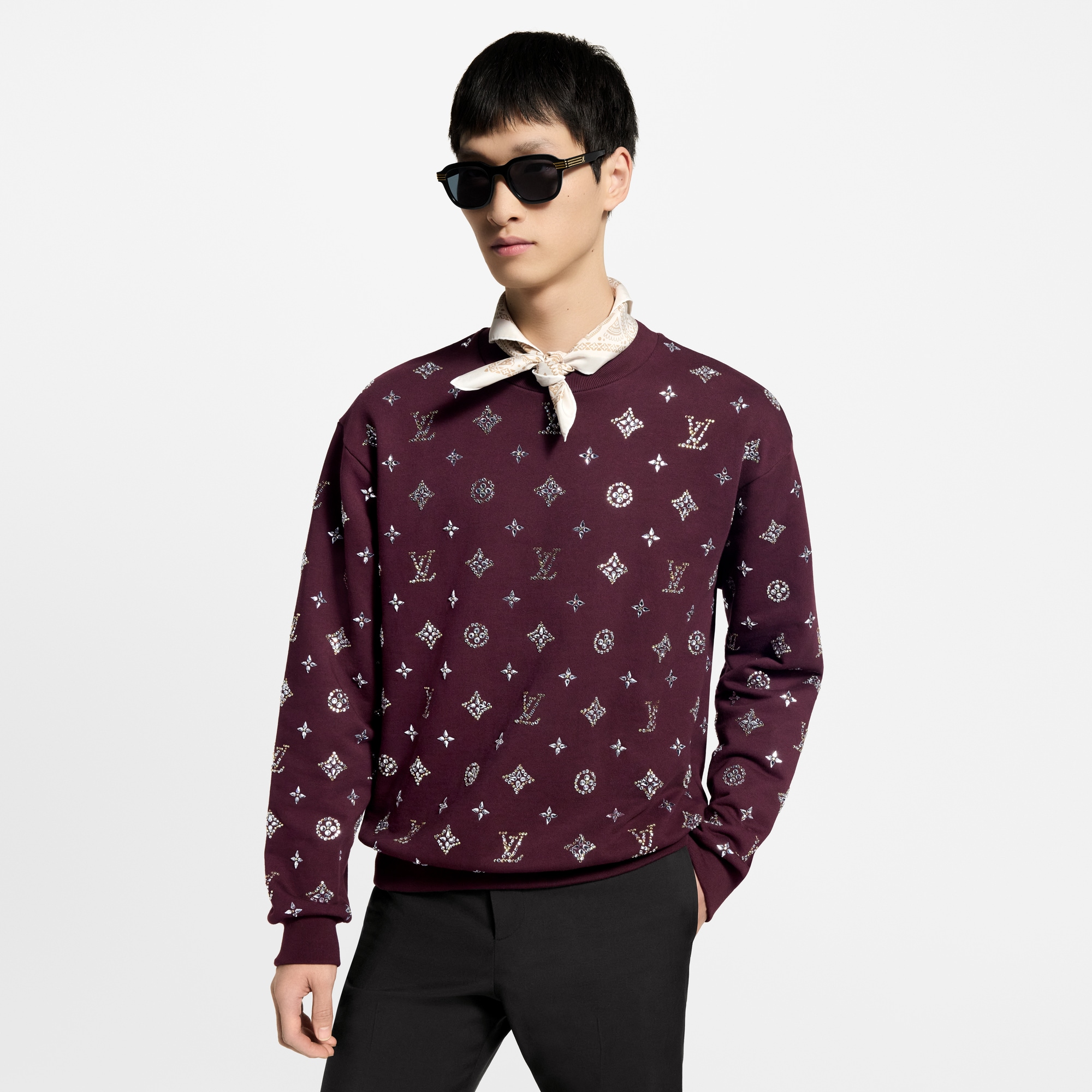 Girocollo con motivo Monogram in cristalli  Uomo Abbigliamento Maglieria e Felpe | LOUIS VUITTON (Zoom prodotto)
