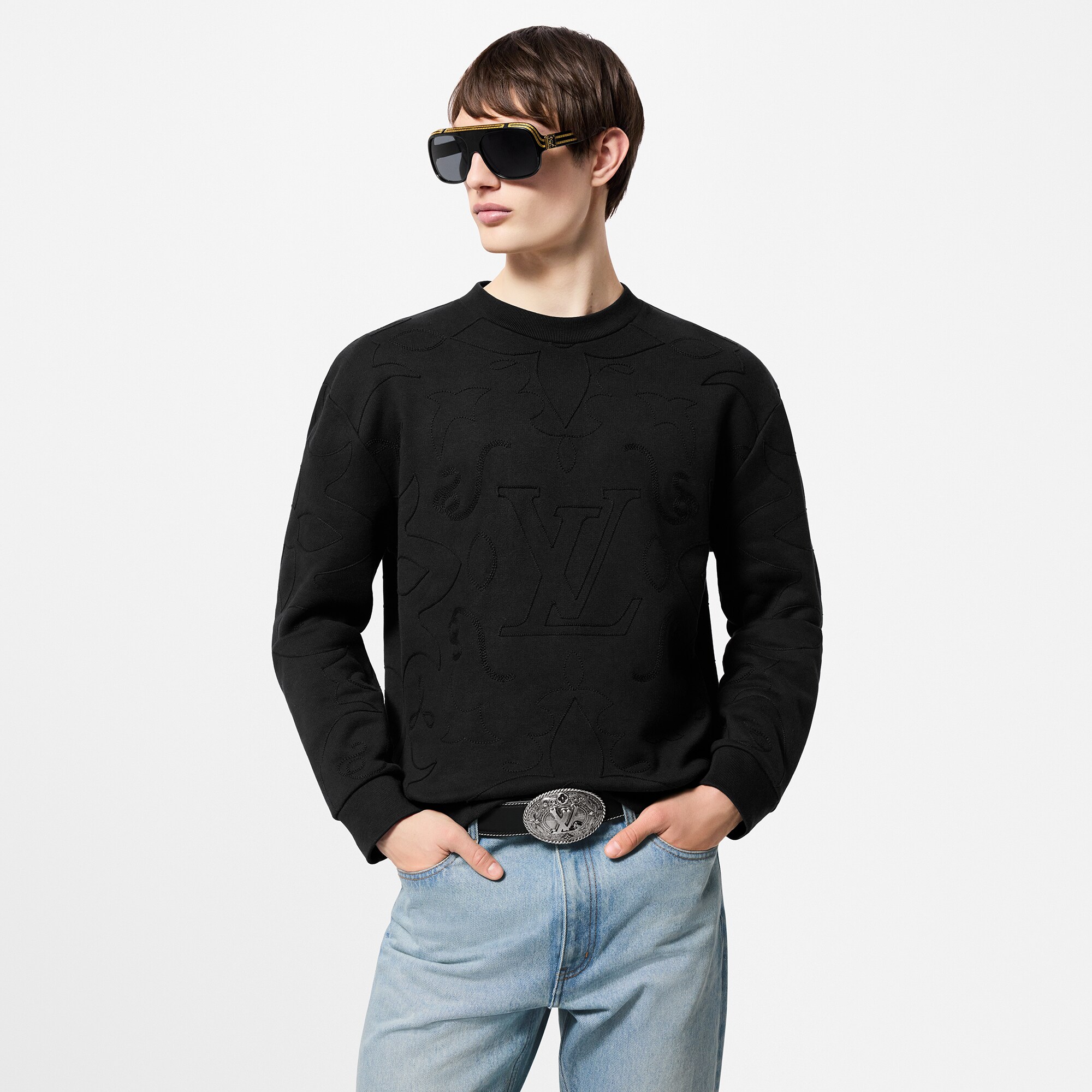 Girocollo in jersey di cotone con ricami  Uomo Abbigliamento Maglieria e Felpe | LOUIS VUITTON (Zoom prodotto)