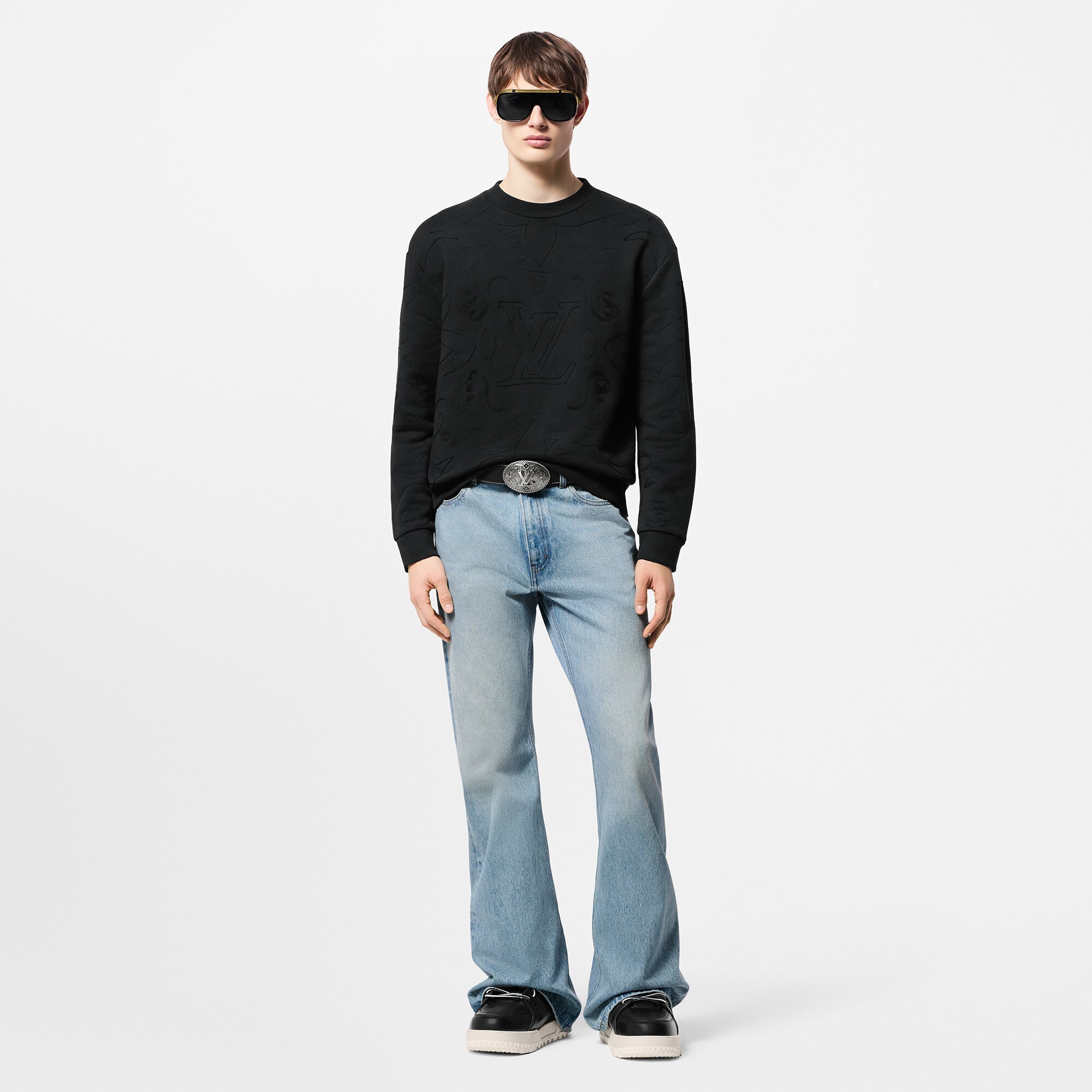 Girocollo in jersey di cotone con ricami  Uomo Abbigliamento Maglieria e Felpe | LOUIS VUITTON (Zoom prodotto)