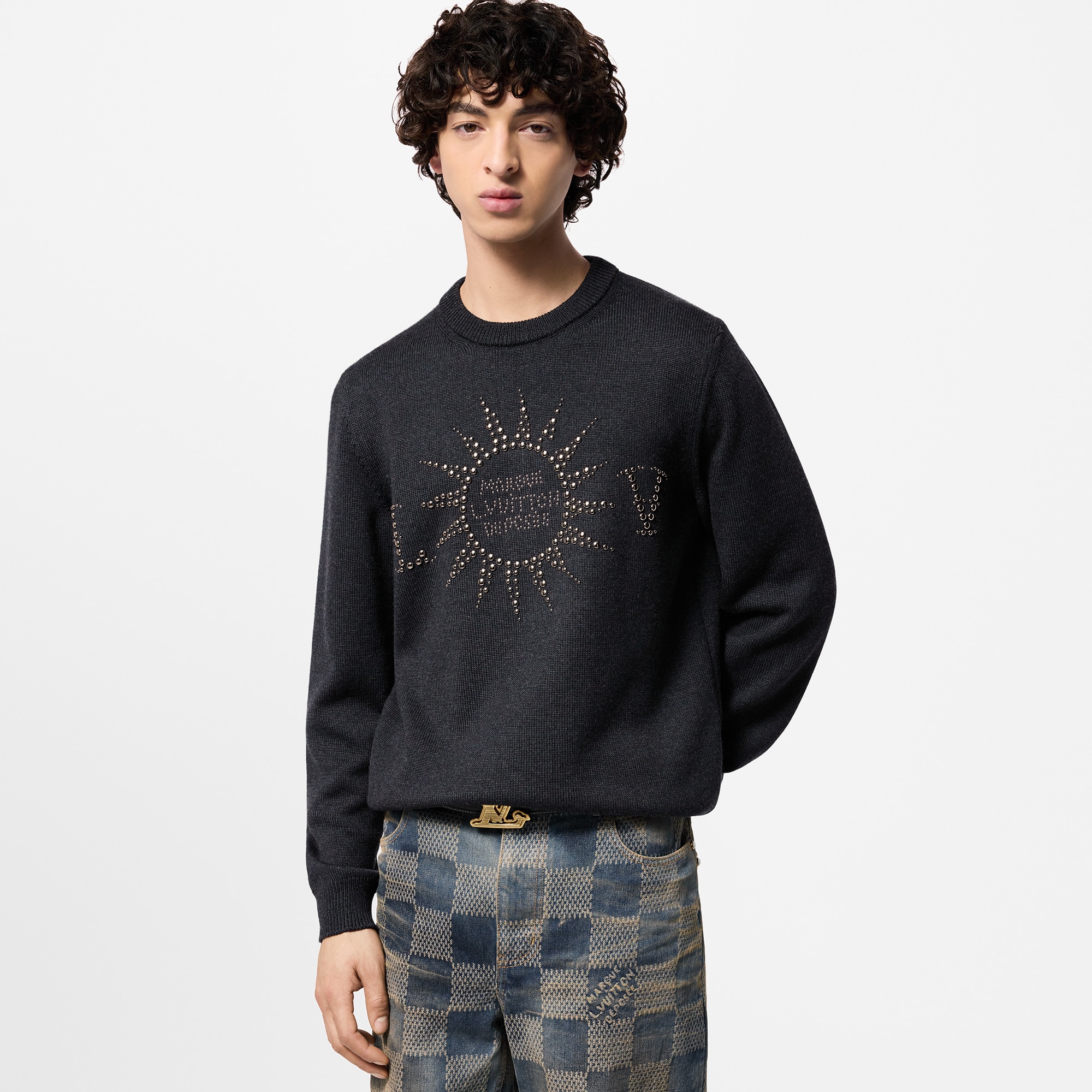 Girocollo in lana merino con decori  Uomo Abbigliamento Maglieria e Felpe | LOUIS VUITTON (Zoom prodotto)
