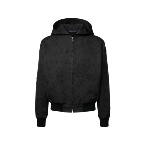 Giubbotto con cappuccio, motivo Monogram Surplus e decori front view