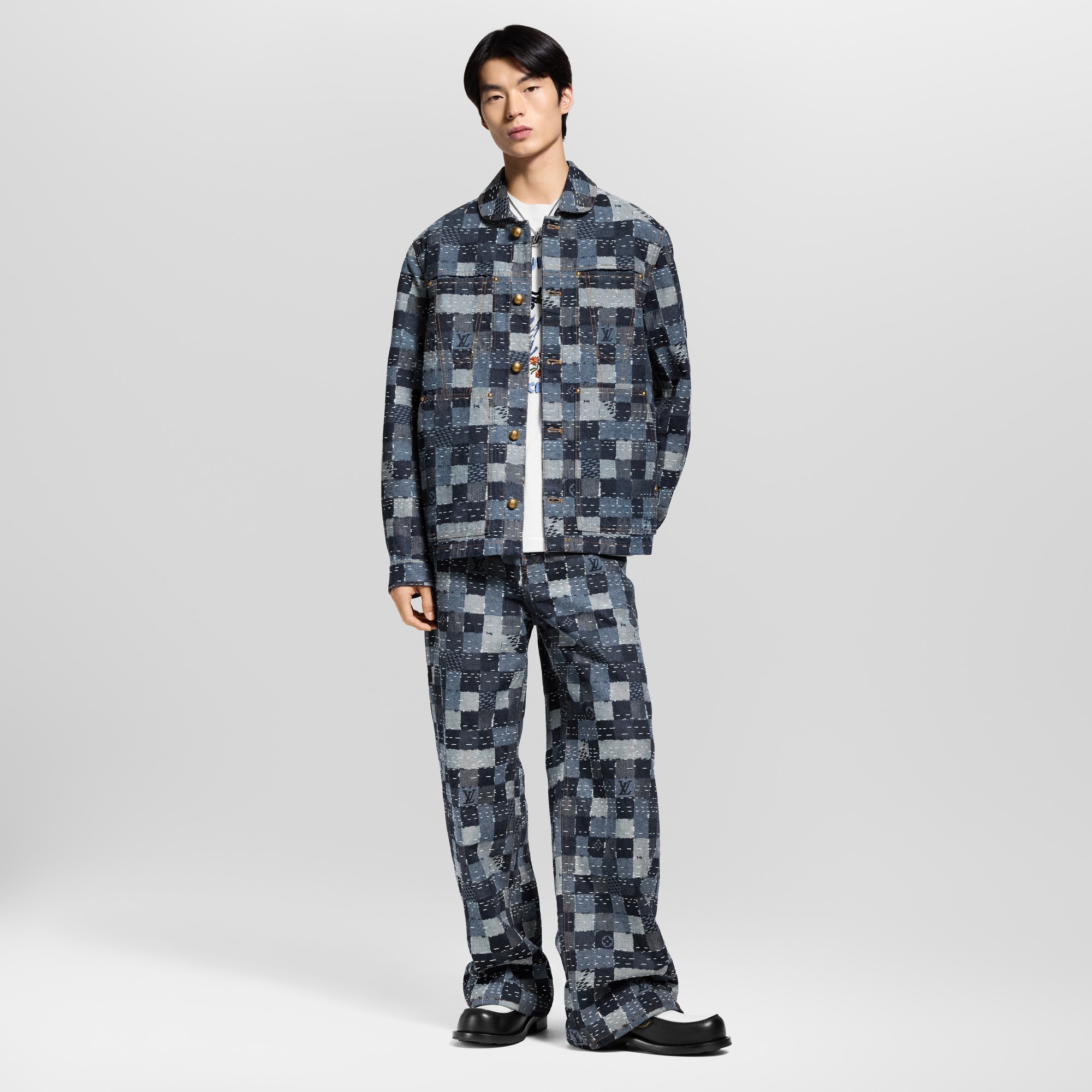 Giubbotto in denim in stile workwear con motivo Damier  Uomo Abbigliamento Capispalla e Cappotti | LOUIS VUITTON (Zoom prodotto)