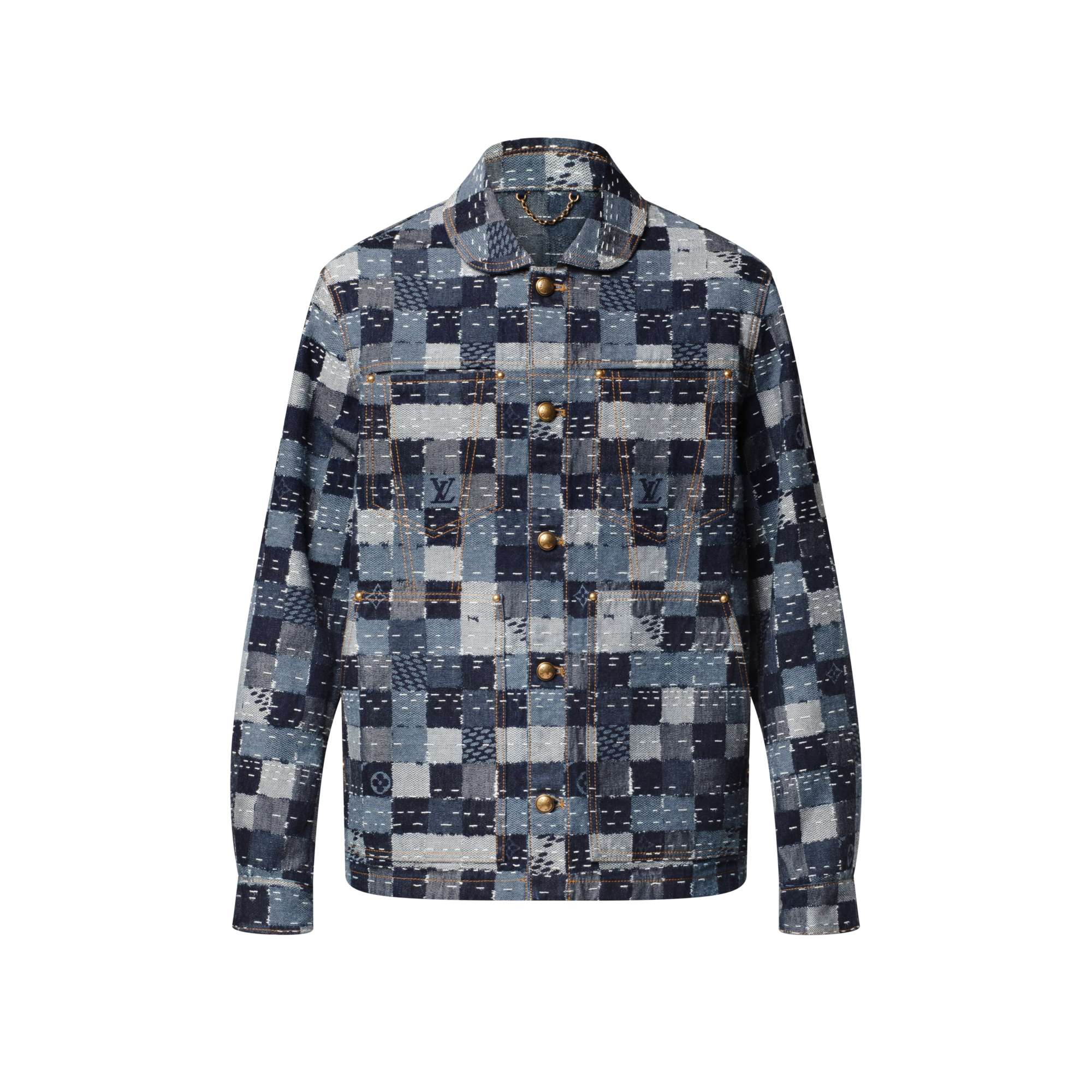 Giubbotto in denim in stile workwear con motivo Damier  Uomo Abbigliamento Capispalla e Cappotti | LOUIS VUITTON (Zoom prodotto)
