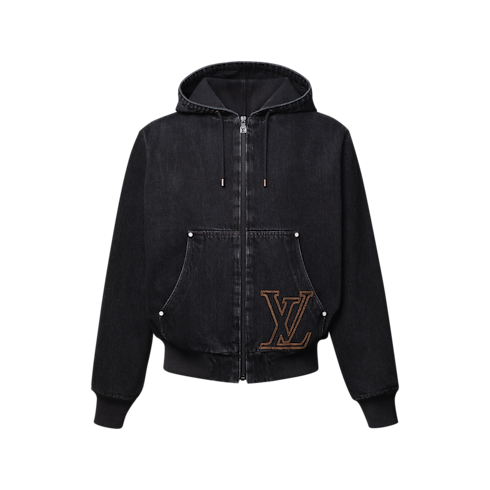 Giubbotto in denim stile workwear con cappuccio e iniziali LV Uomo Abbigliamento Tutti i Capi di Abbigliamento | LOUIS VUITTON (Zoom prodotto)