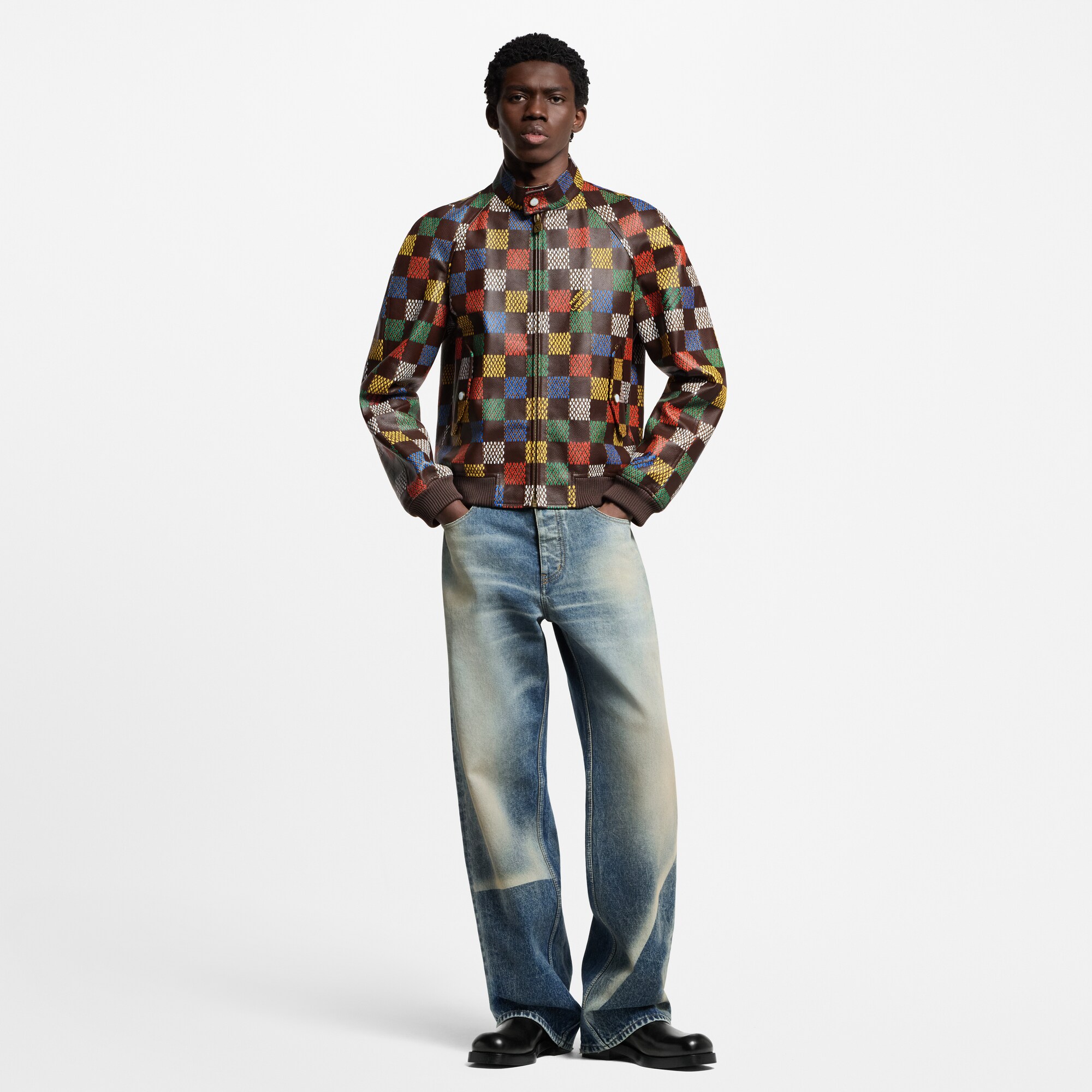 Giubbotto in pelle con motivo Damier  Uomo Abbigliamento Capispalla e Cappotti | LOUIS VUITTON (Zoom prodotto)