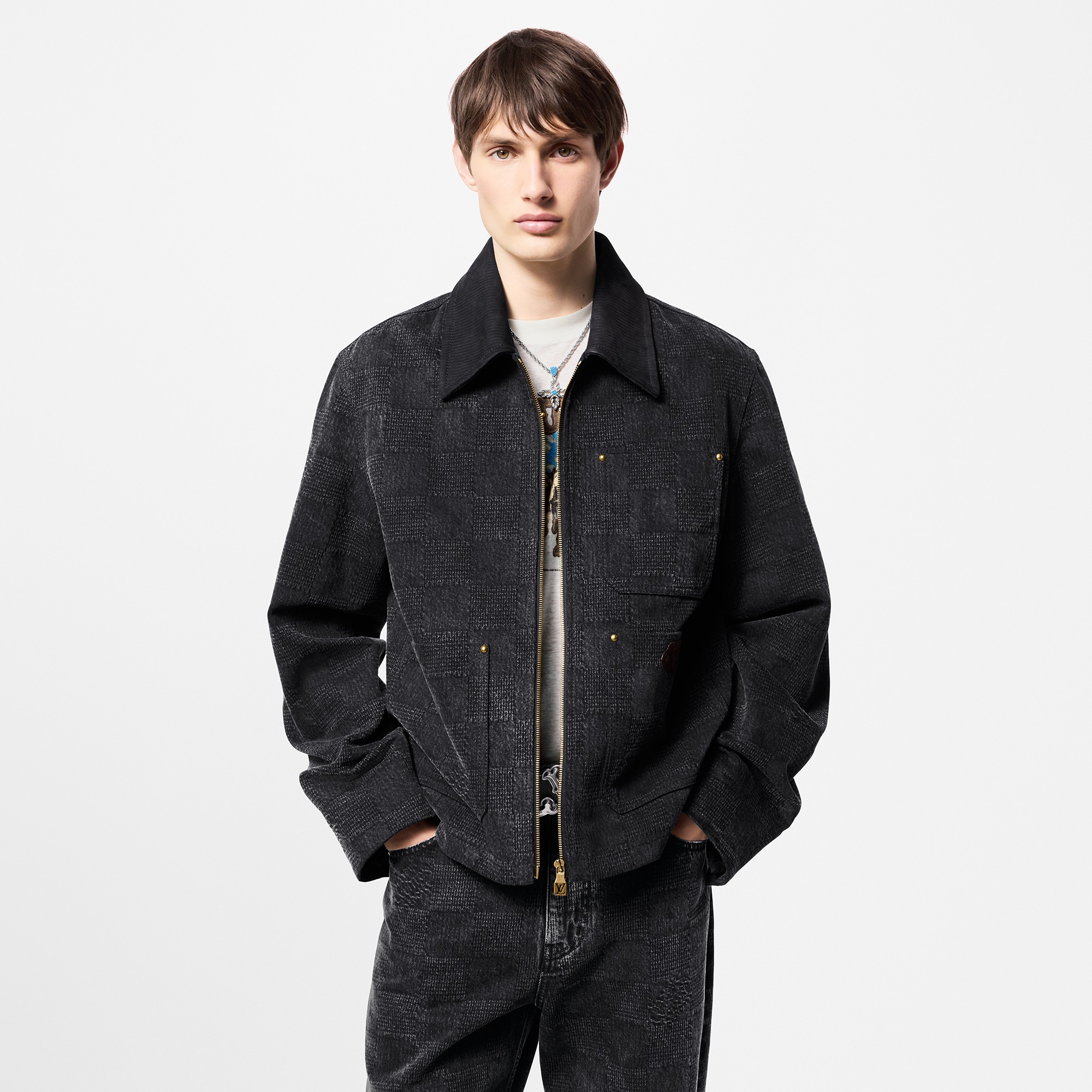 Giubbotto in stile workwear in cotone con motivo Damier  Uomo Abbigliamento Capispalla e Cappotti | LOUIS VUITTON (Zoom prodotto)