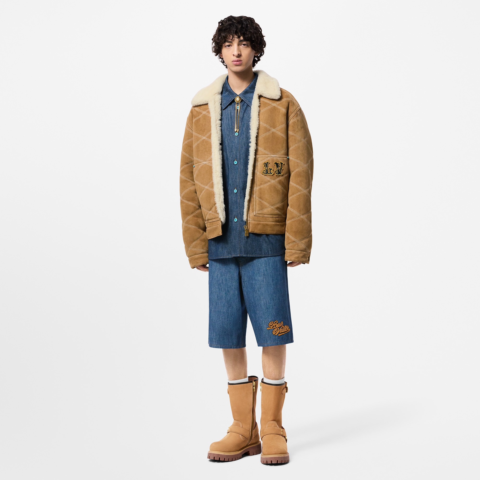 Giubbotto in stile workwear in shearling ricamato  Uomo Abbigliamento Capispalla e Cappotti | LOUIS VUITTON (Zoom prodotto)