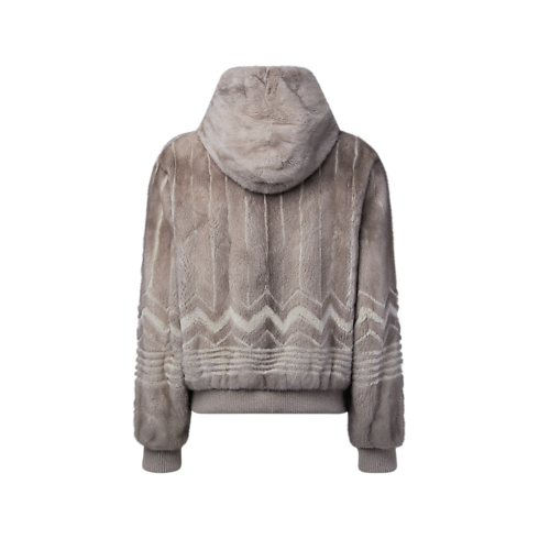 Giubbotto in visone con cappuccio e zip back view