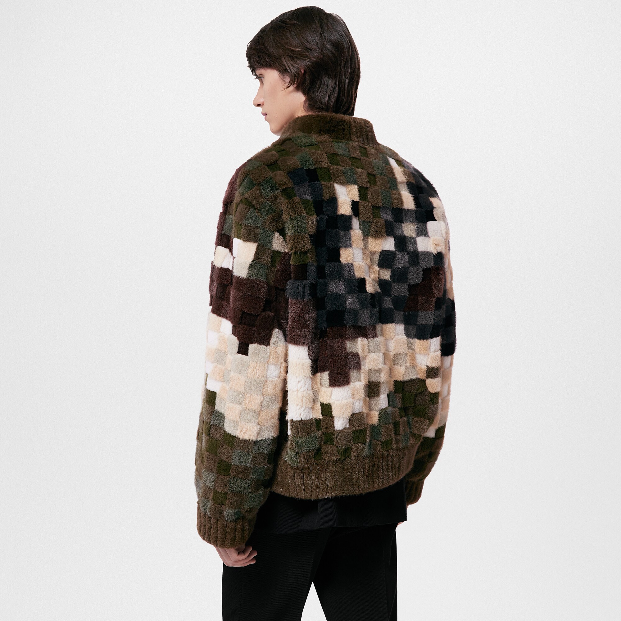 Giubbotto in visone con motivo Damier a intarsio  Uomo Abbigliamento Capispalla e Cappotti | LOUIS VUITTON (Zoom prodotto)