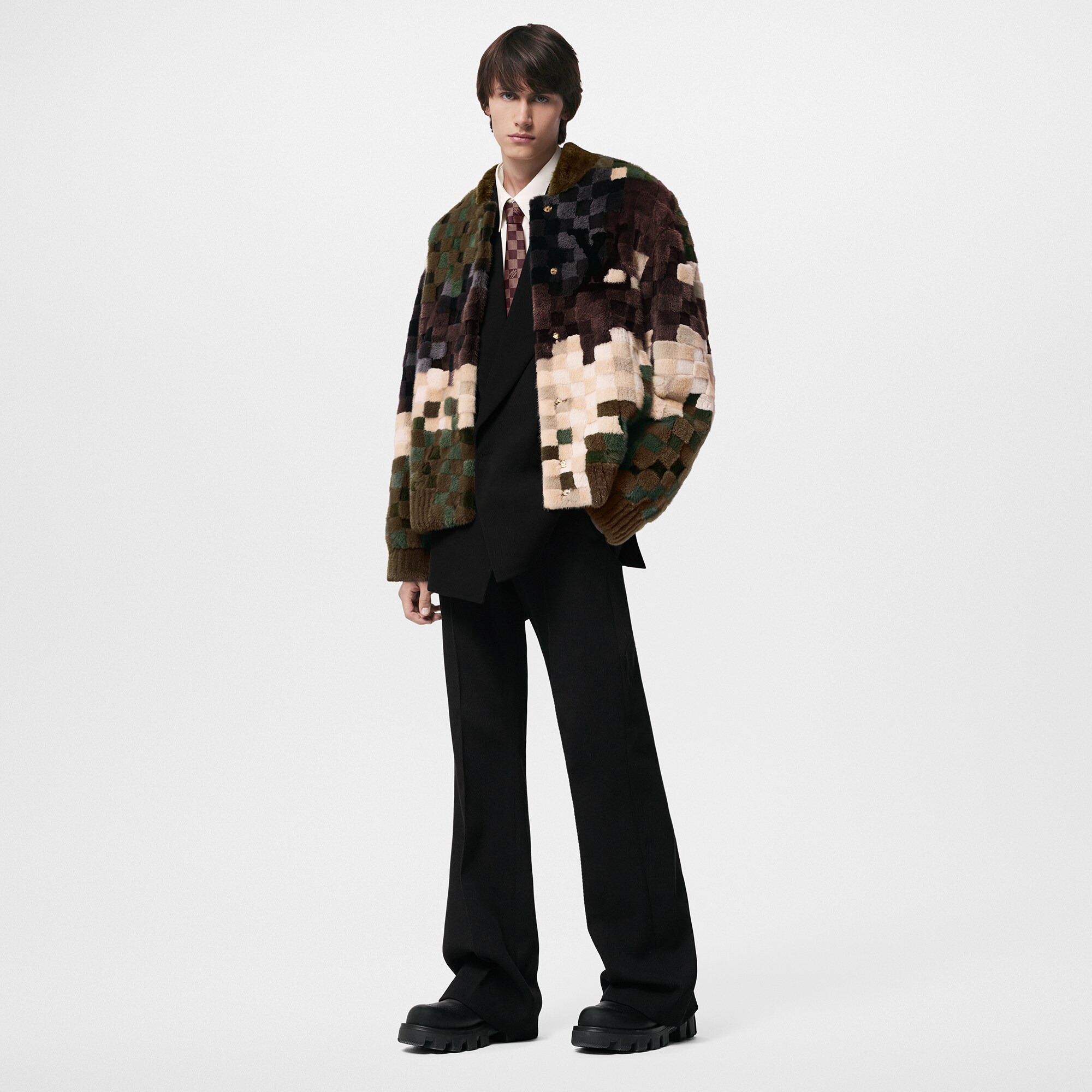 Giubbotto in visone con motivo Damier a intarsio  Uomo Abbigliamento Capispalla e Cappotti | LOUIS VUITTON (Zoom prodotto)