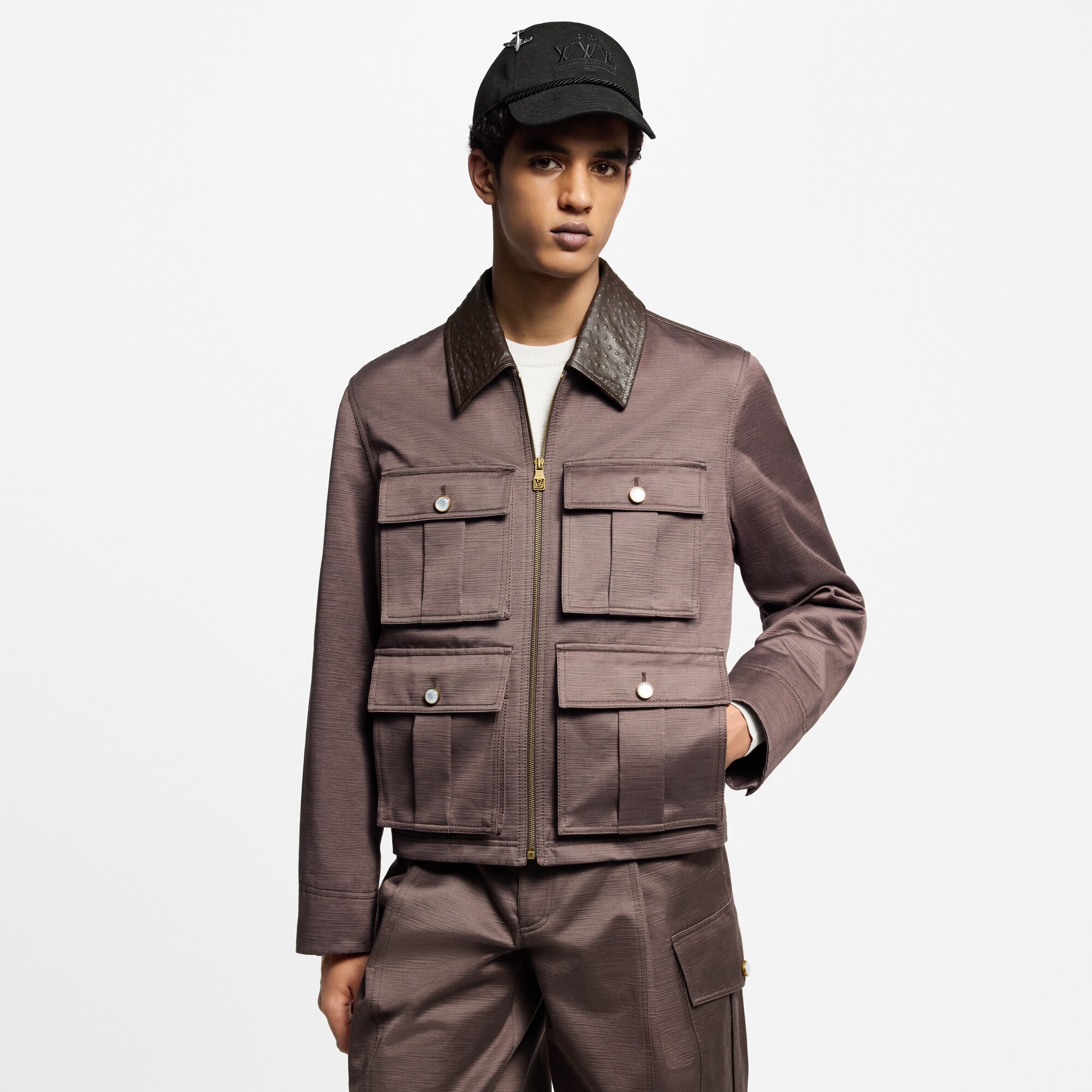 Giubbotto sahariano con colletto in pelle  Uomo Abbigliamento Capispalla e Cappotti | LOUIS VUITTON (Zoom prodotto)