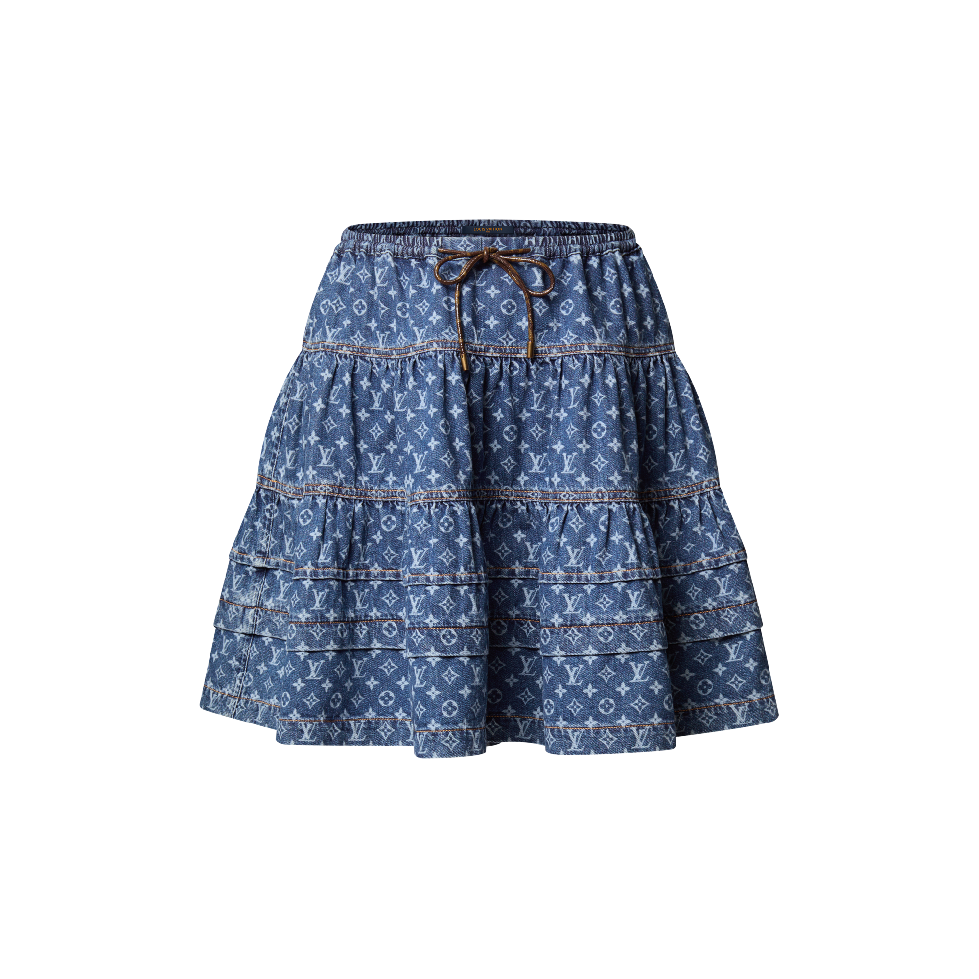 Gonna a strati in denim con motivo Monogram  Donna Abbigliamento Gonne e Shorts | LOUIS VUITTON (Zoom prodotto)