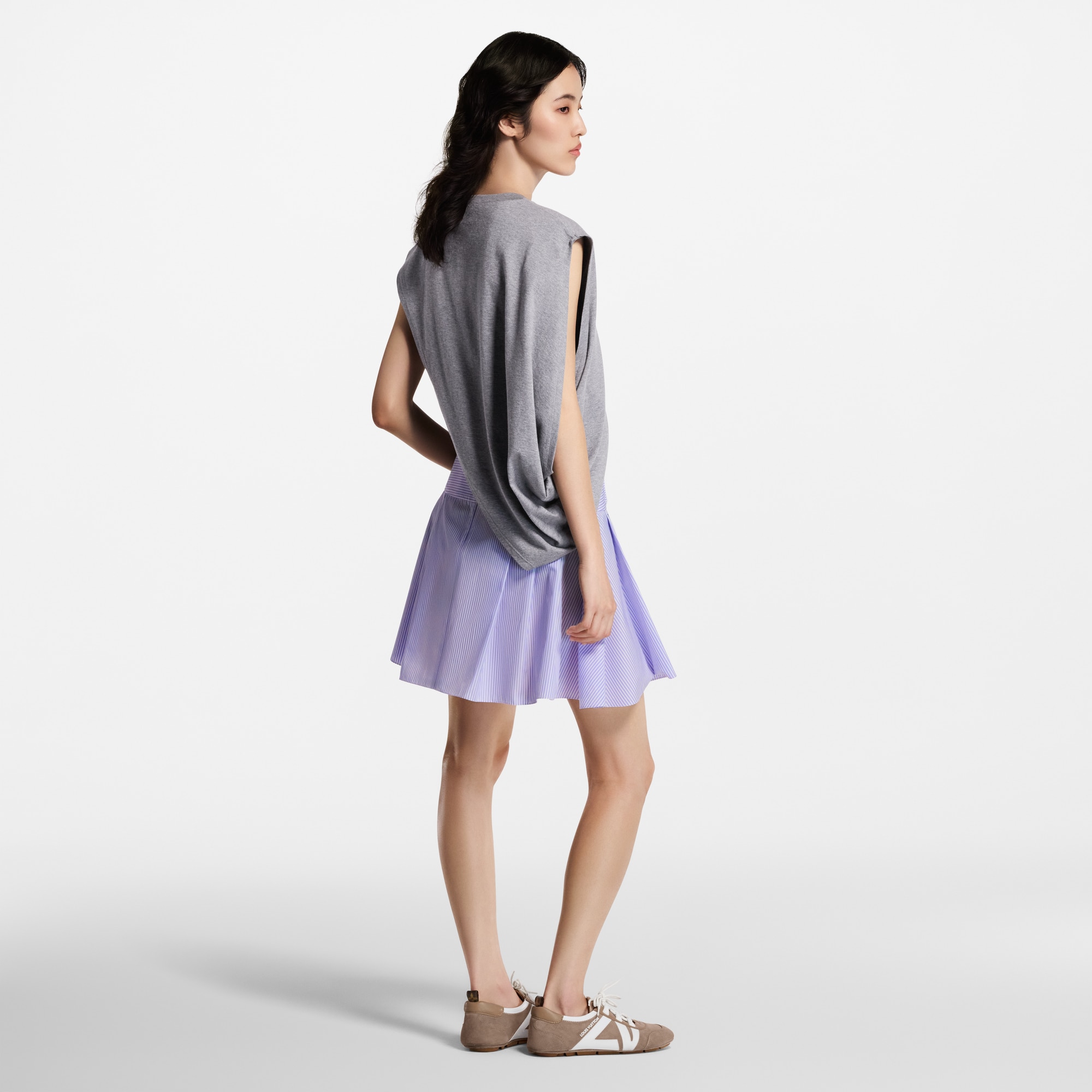 Gonna con motivo a righe e bottoni con finitura martellata  Donna Abbigliamento Gonne e Shorts | LOUIS VUITTON (Zoom prodotto)