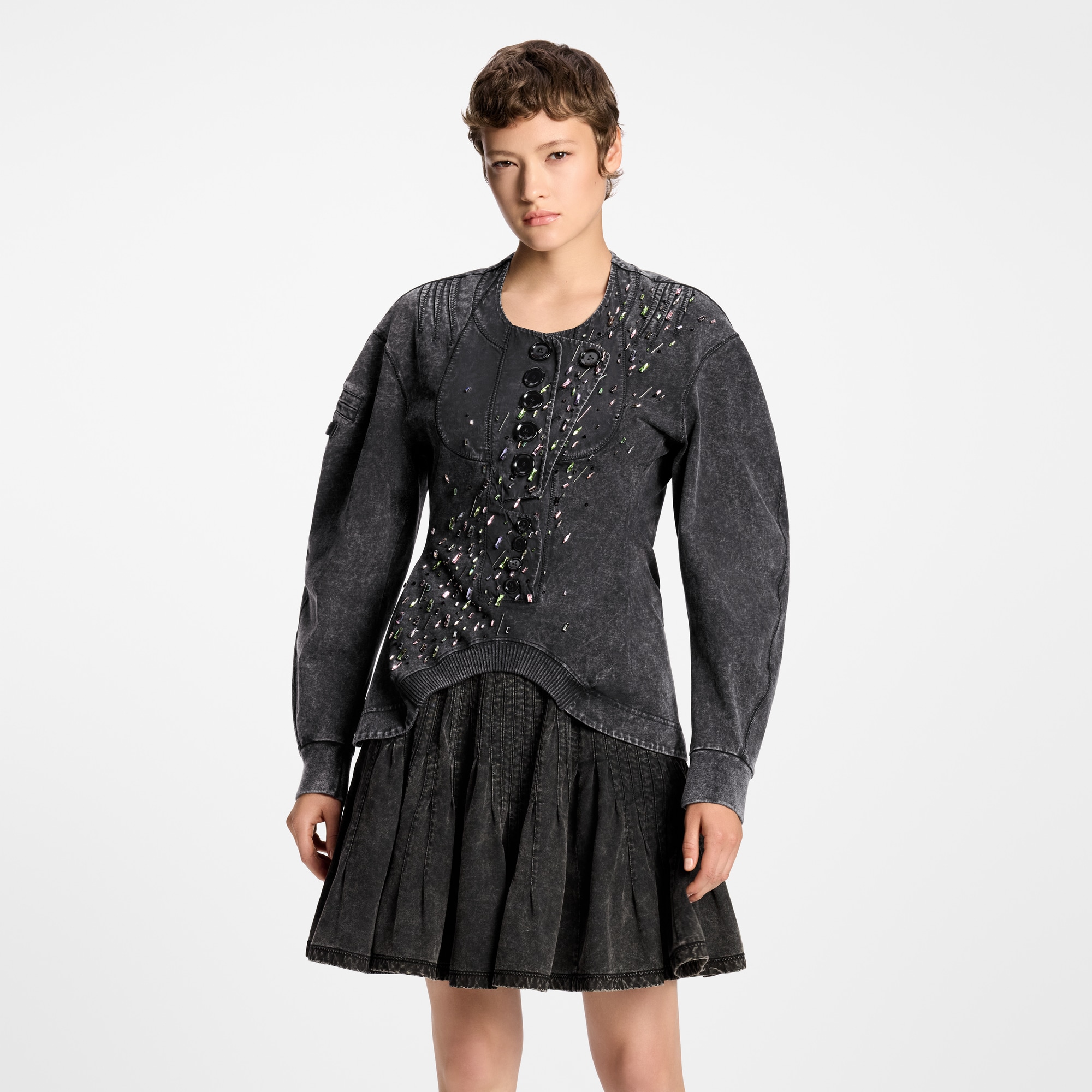 Gonna in jersey a pieghe  Donna Abbigliamento Gonne e Shorts | LOUIS VUITTON (Zoom prodotto)