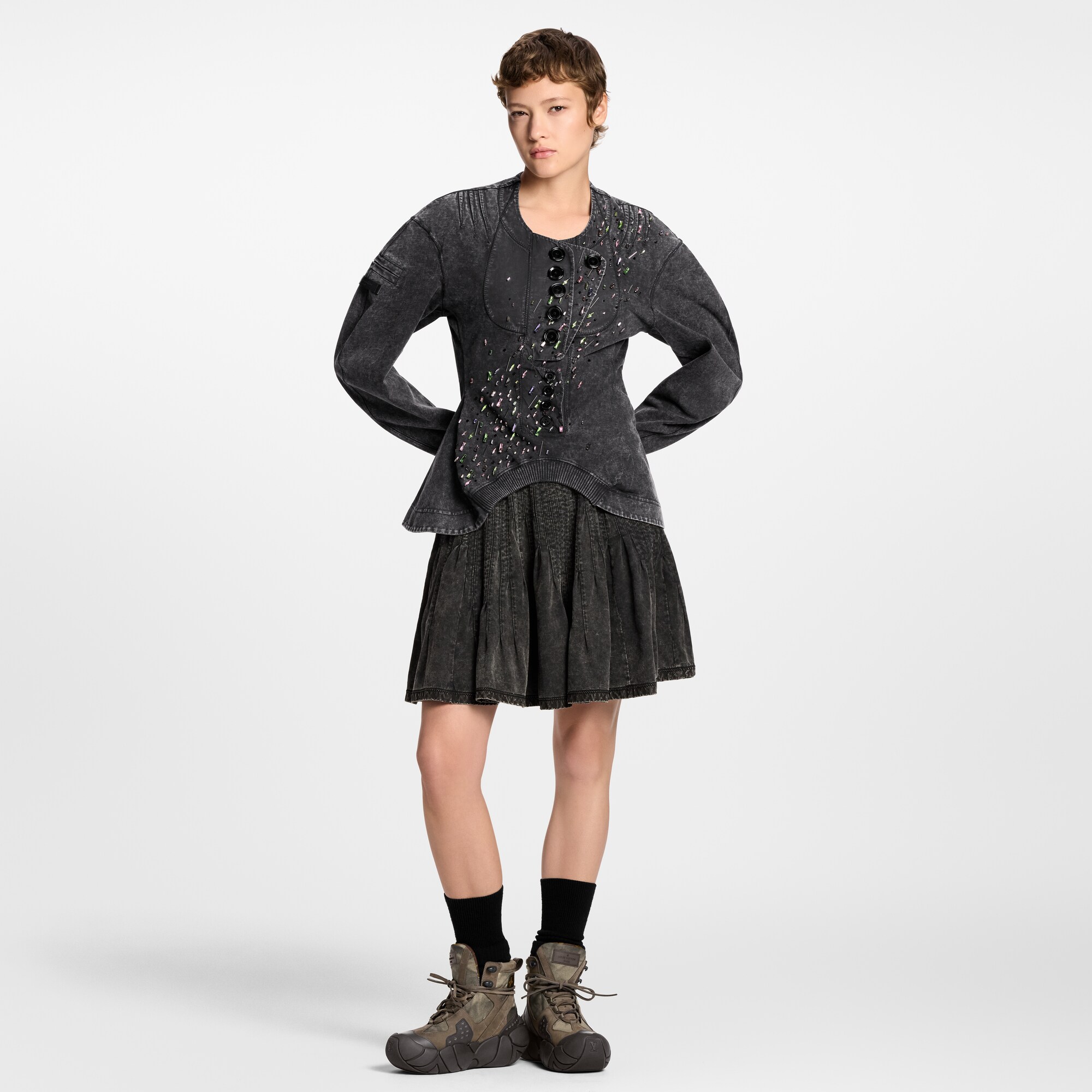 Gonna in jersey a pieghe  Donna Abbigliamento Gonne e Shorts | LOUIS VUITTON (Zoom prodotto)