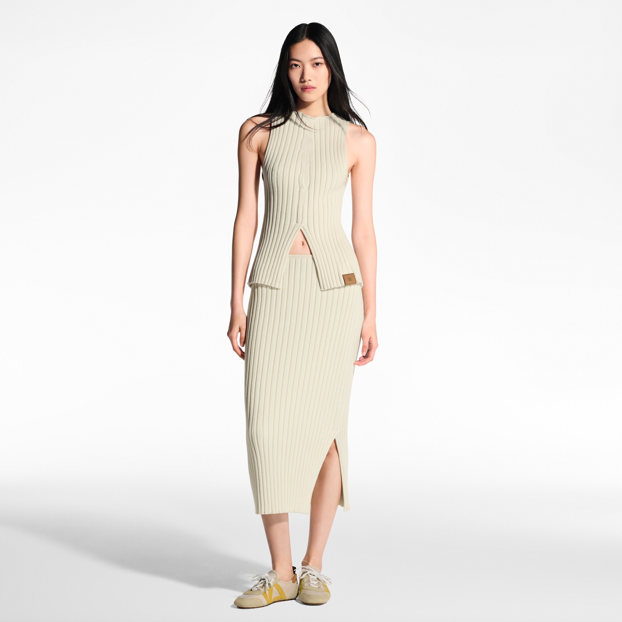 Gonna in maglia a coste con spacco  Donna Abbigliamento Gonne e Shorts | LOUIS VUITTON (Zoom prodotto)