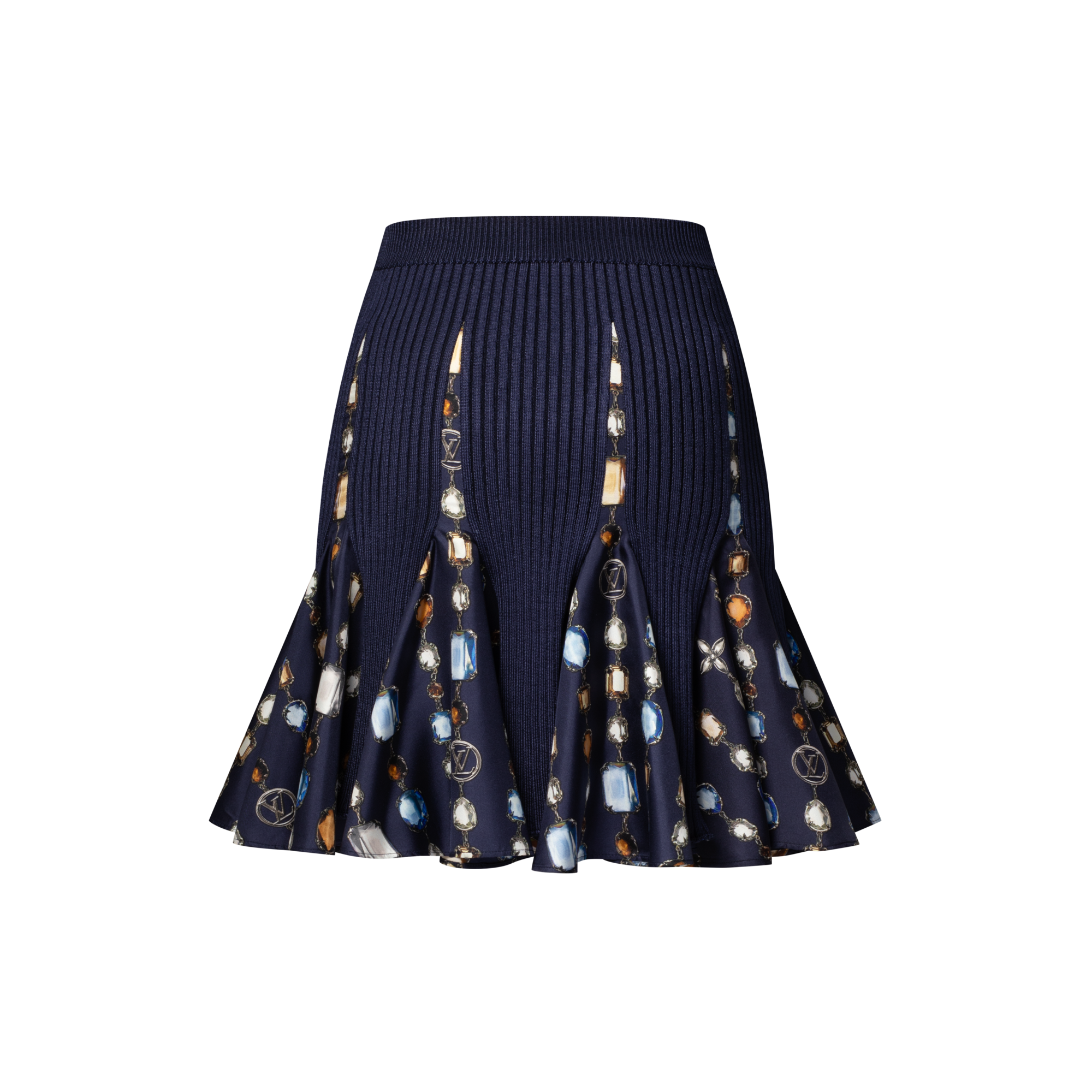 Gonna in maglia con inserti in tessuto stampato con motivo di collana  Donna Abbigliamento Gonne e Shorts | LOUIS VUITTON (Zoom prodotto)