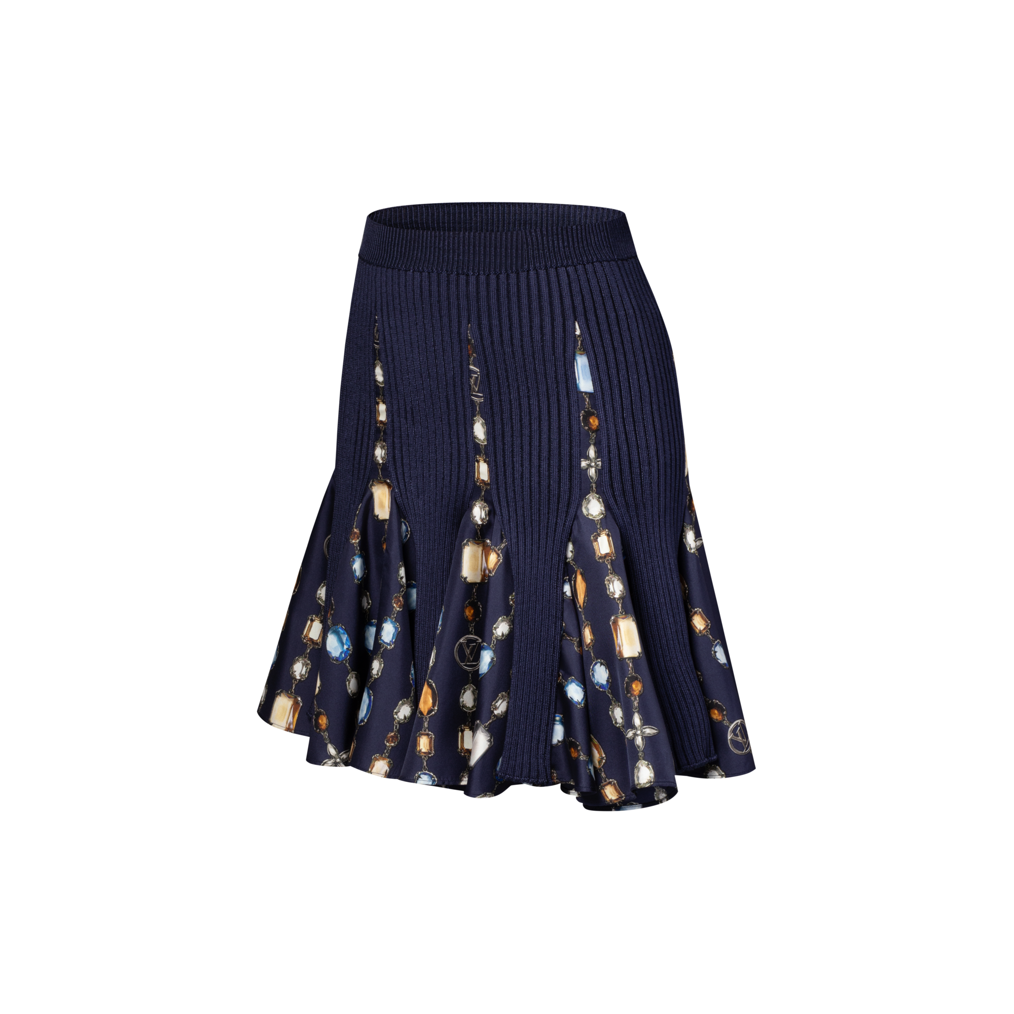 Gonna in maglia con inserti in tessuto stampato con motivo di collana  Donna Abbigliamento Gonne e Shorts | LOUIS VUITTON (Zoom prodotto)