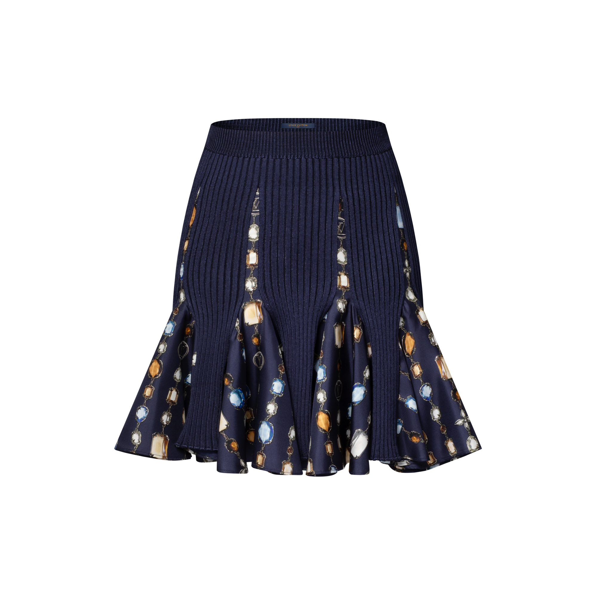Gonna in maglia con inserti in tessuto stampato con motivo di collana  Donna Abbigliamento Gonne e Shorts | LOUIS VUITTON (Zoom prodotto)