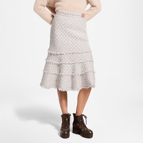 Gonna in tweed con finitura di frange Donna Abbigliamento Novità Abbigliamento | LOUIS VUITTON (Zoom prodotto)