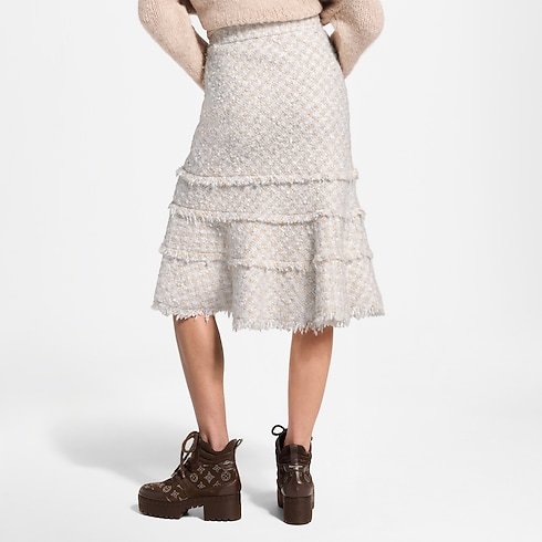 Gonna in tweed con finitura di frange Donna Abbigliamento Novità Abbigliamento | LOUIS VUITTON (Zoom prodotto)