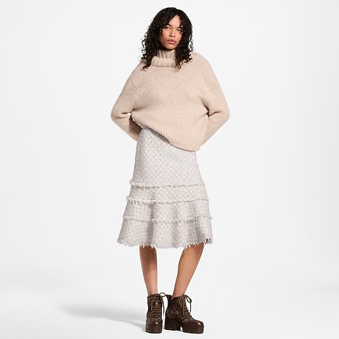 Gonna in tweed con finitura di frange Donna Abbigliamento Novità Abbigliamento | LOUIS VUITTON (Zoom prodotto)
