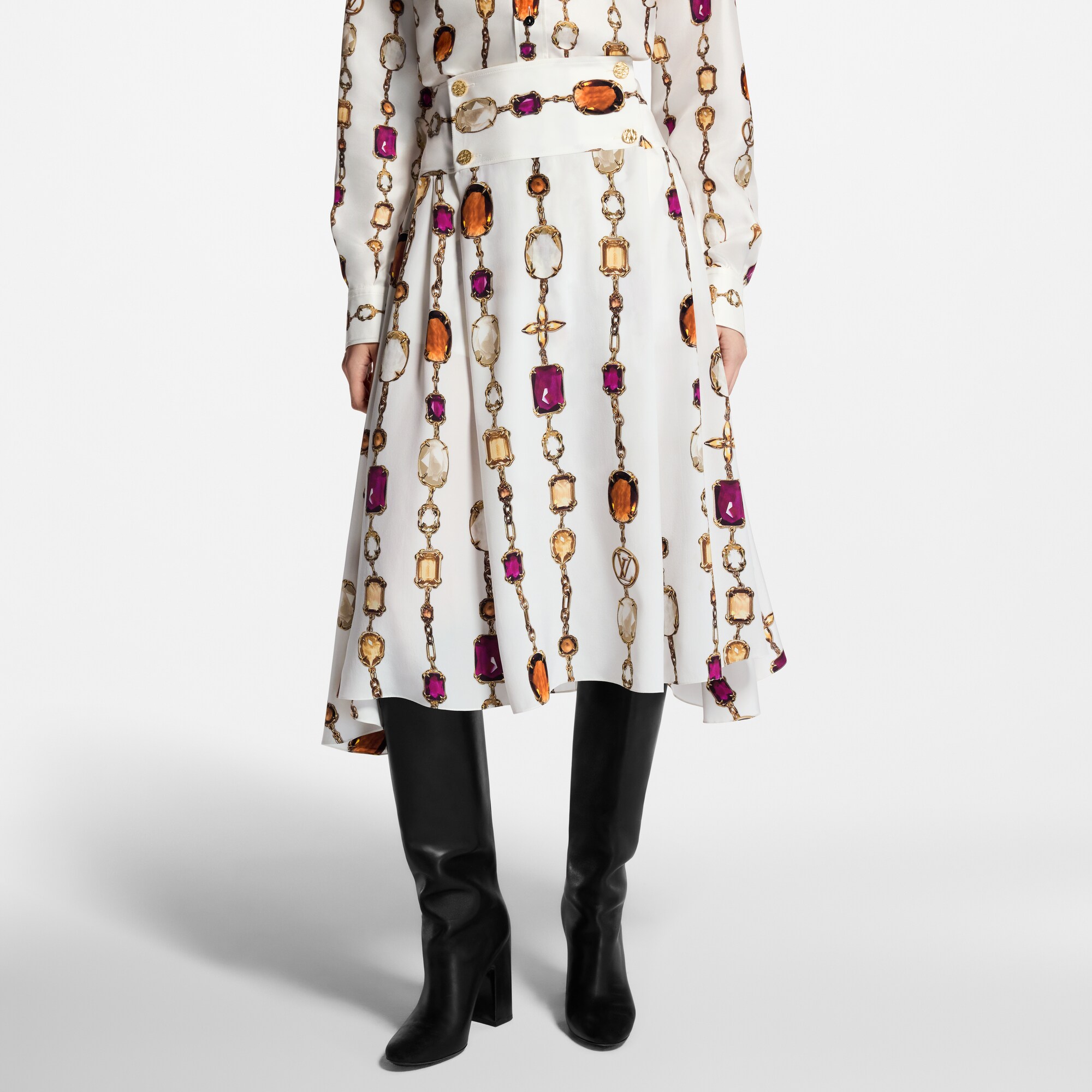 Gonna midi con motivo di collana stampato  Donna Abbigliamento Gonne e Shorts | LOUIS VUITTON (Zoom prodotto)