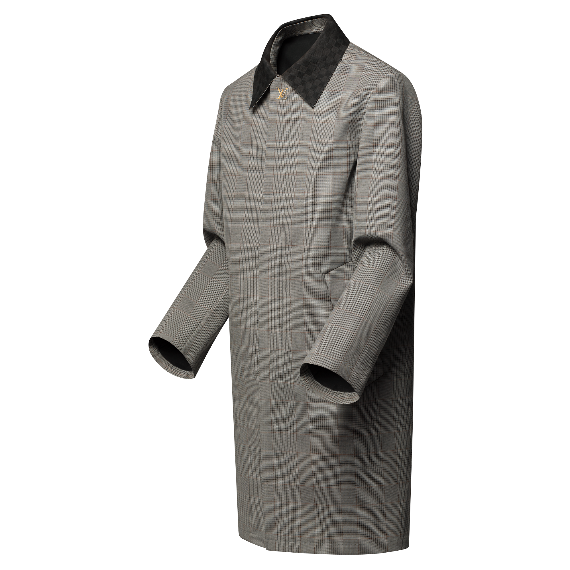 Impermeabile con colletto in pelle scamosciata e motivo Damier  Uomo Abbigliamento Capispalla e Cappotti | LOUIS VUITTON (Zoom prodotto)
