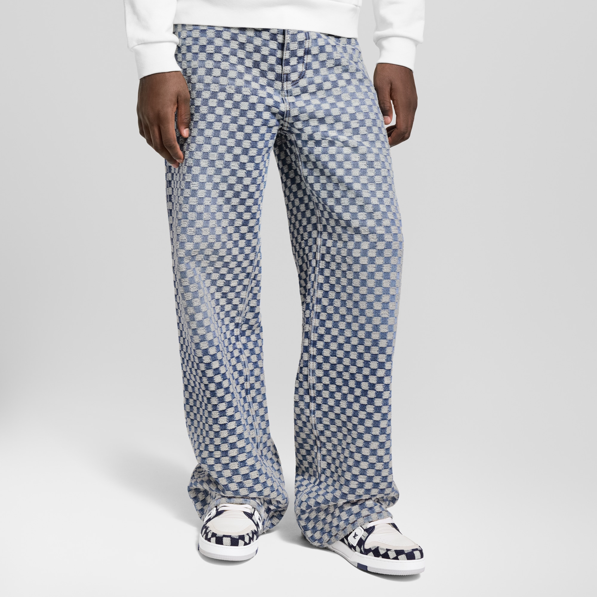 Jeans a gamba ampia con motivo Damier  Uomo Abbigliamento Collezione Denim | LOUIS VUITTON (Zoom prodotto)