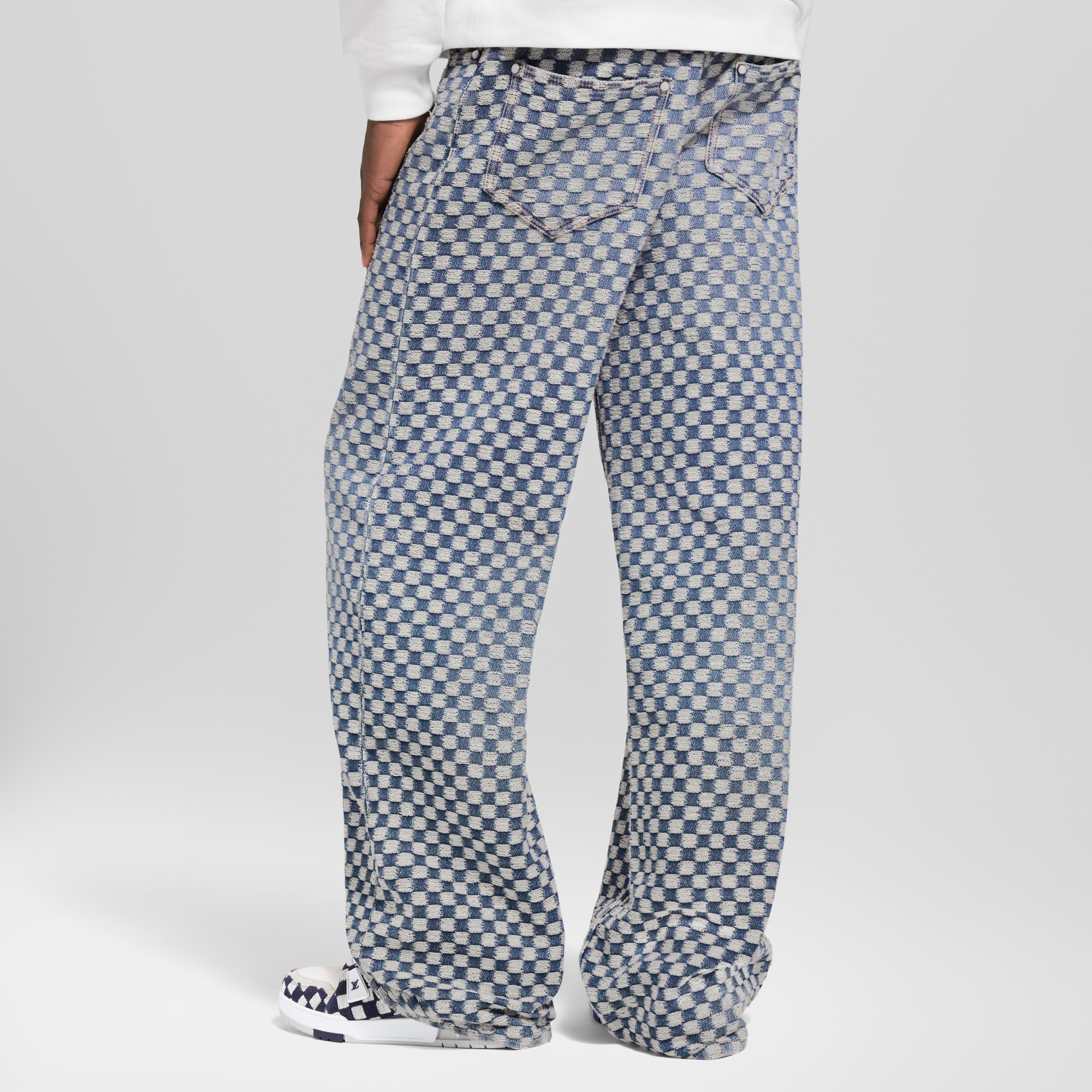 Jeans a gamba ampia con motivo Damier  Uomo Abbigliamento Collezione Denim | LOUIS VUITTON (Zoom prodotto)