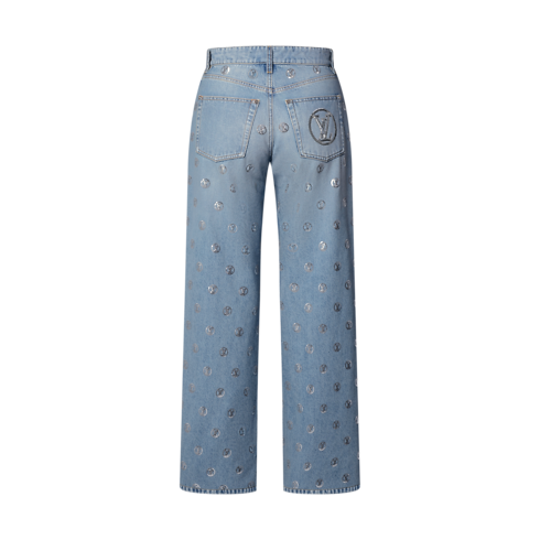 Jeans boot-cut con paillettes e firma Donna Abbigliamento Pantaloni | LOUIS VUITTON (Zoom prodotto)