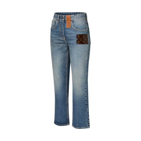 Jeans con applicazione in tela Monogram Donna Abbigliamento Pantaloni | LOUIS VUITTON (Zoom prodotto)