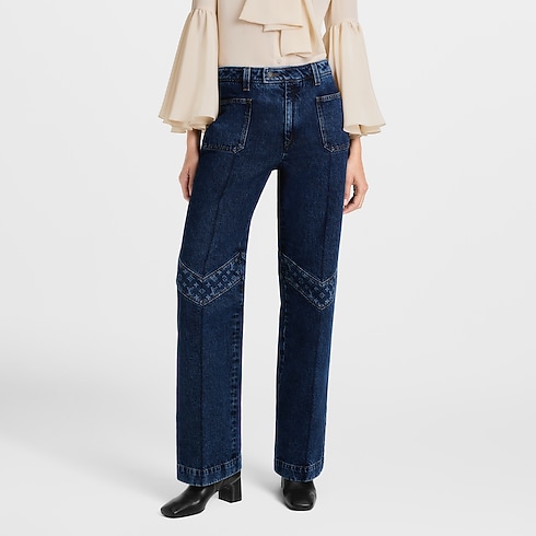 Jeans in denim grezzo con dettagli Monogram Donna Abbigliamento Pantaloni | LOUIS VUITTON (Zoom prodotto)