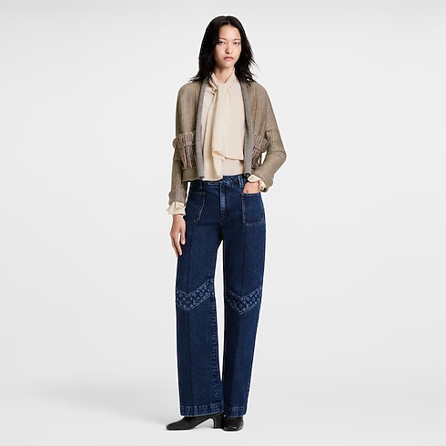 Jeans in denim grezzo con dettagli Monogram Donna Abbigliamento Pantaloni | LOUIS VUITTON (Zoom prodotto)