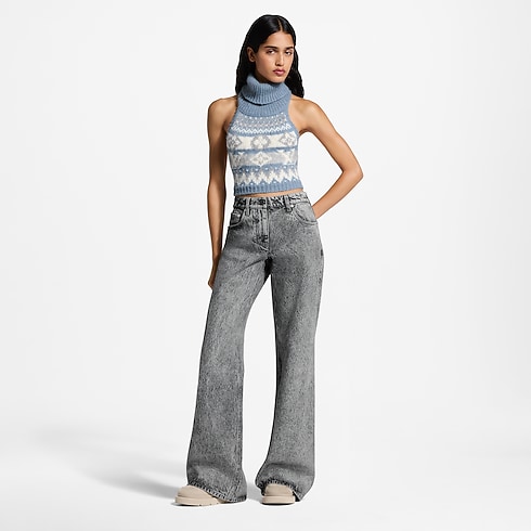 Jeans svasati stone-washed worn view