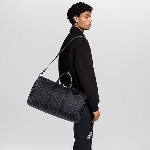 Keepall Bandoulière 45 Monogram Eclipse Uomo Viaggio Borse da Viaggio | LOUIS VUITTON (Zoom prodotto)