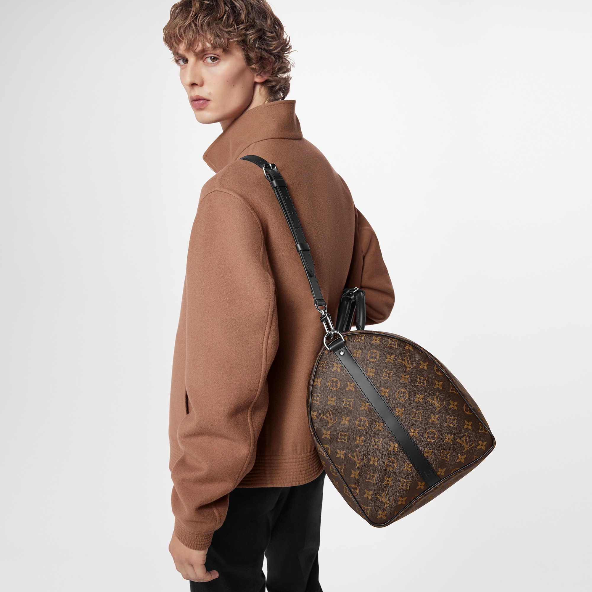 Keepall Bandoulière 55 Tela Monogram Macassar Borse e Piccola Pelletteria Borse Personalizzate } | LOUIS VUITTON (Zoom prodotto)