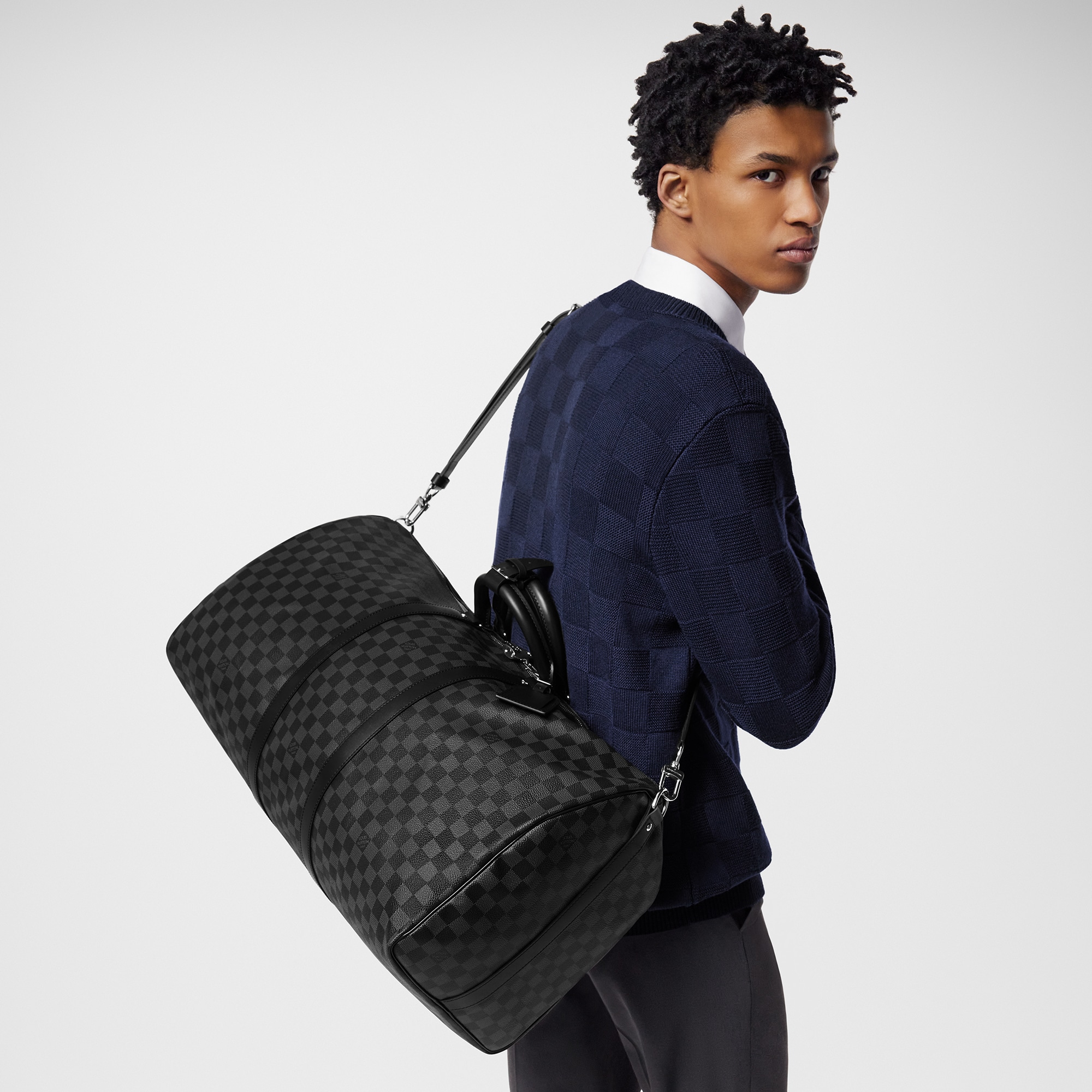 Keepall Bandoulière 55 Tela Damier Graphite Uomo Viaggio Borse da Viaggio | LOUIS VUITTON (Zoom prodotto)