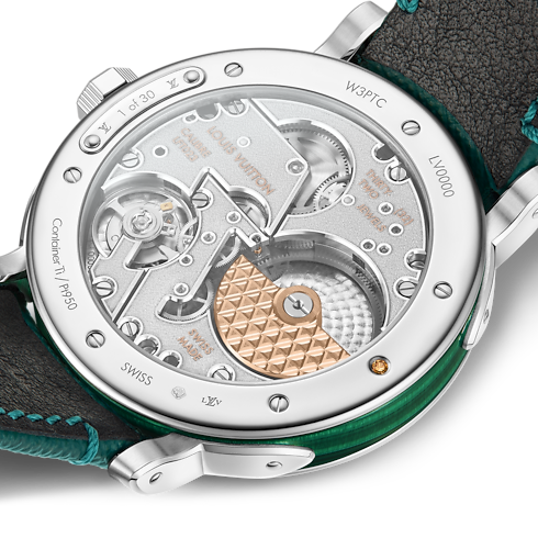 Louis Vuitton Escale, orologio automatico, 40 mm, platino e malachite Orologi Collezioni di orologi Escale | LOUIS VUITTON (Zoom prodotto)