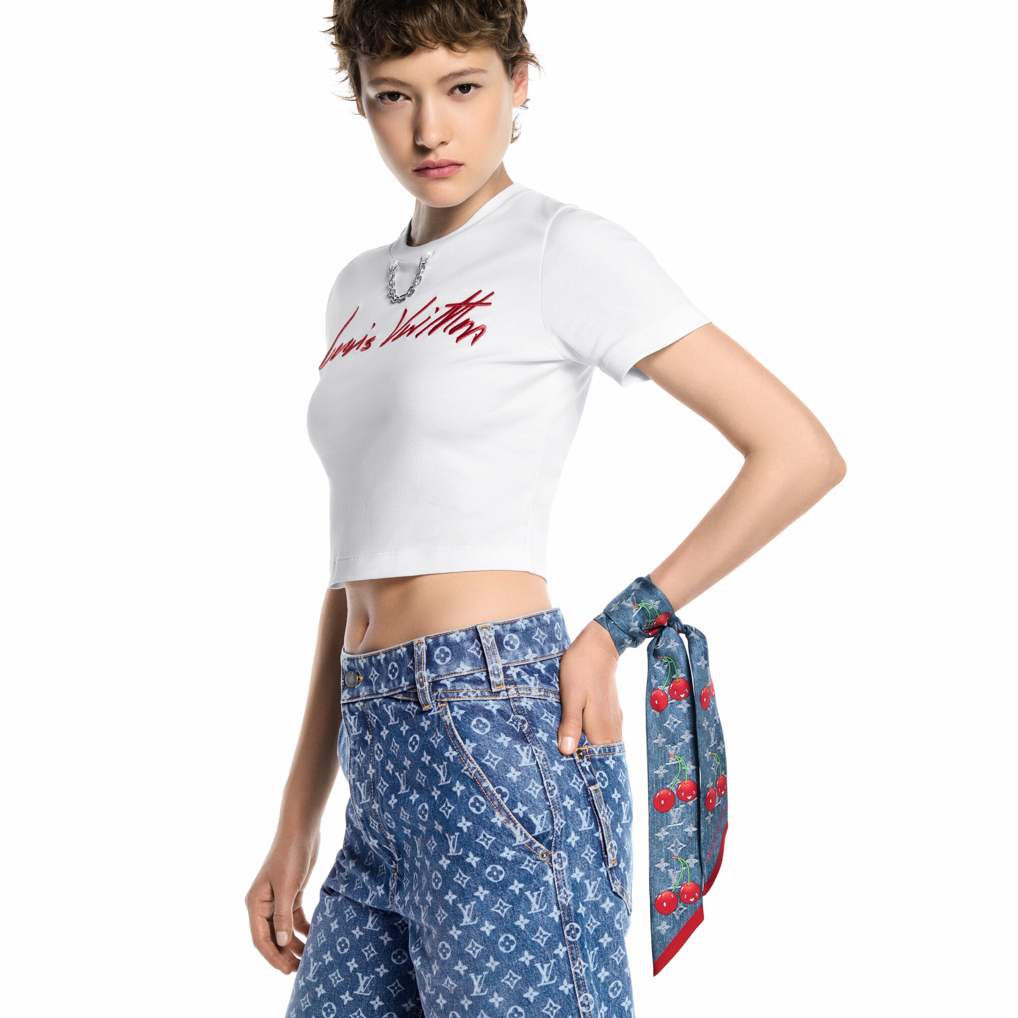LV x TM Bandeau Denim Cerise S00 Donna Accessori Foulard in seta e Bandeaux | LOUIS VUITTON (Zoom prodotto)
