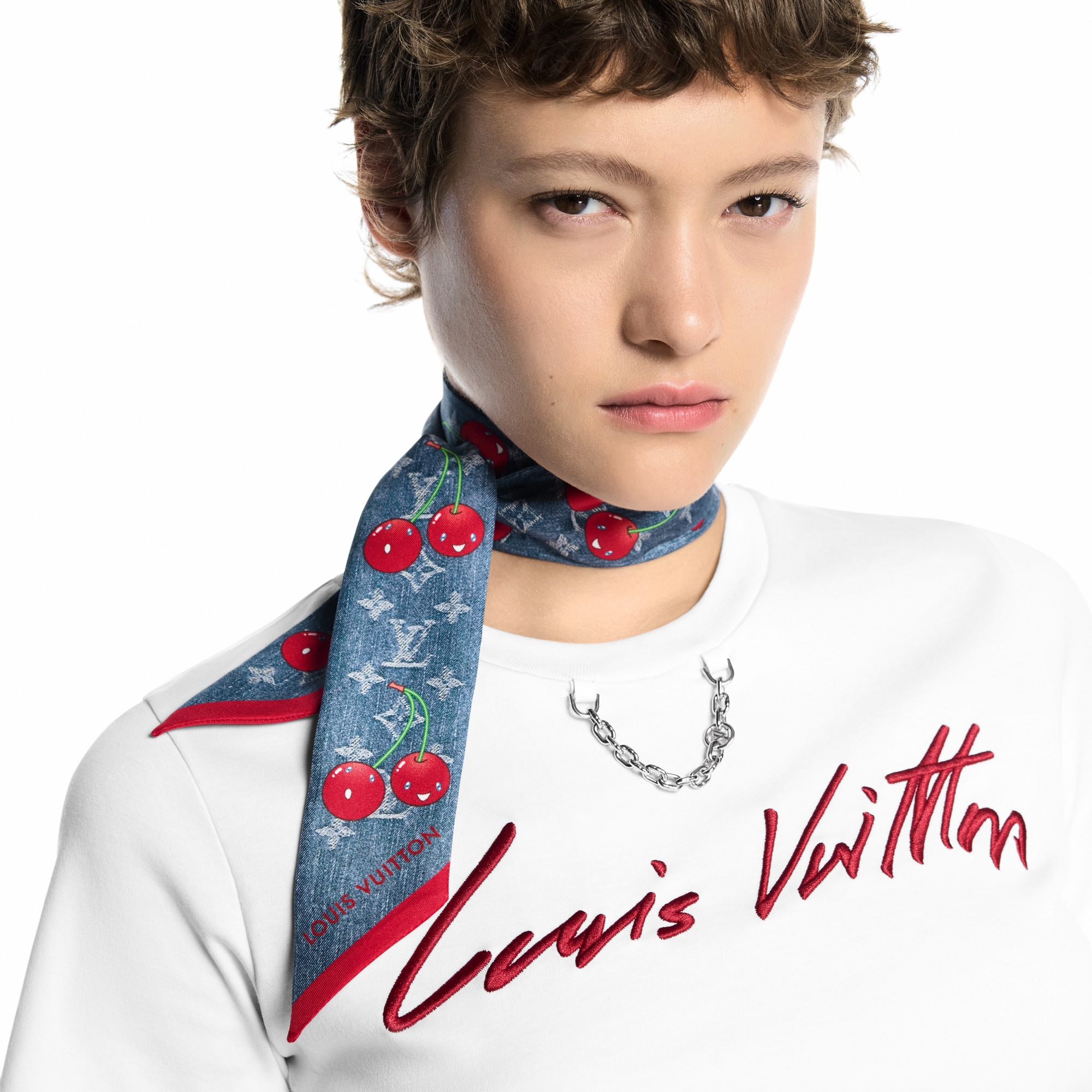 LV x TM Bandeau Denim Cerise S00 Donna Accessori Foulard in seta e Bandeaux | LOUIS VUITTON (Zoom prodotto)