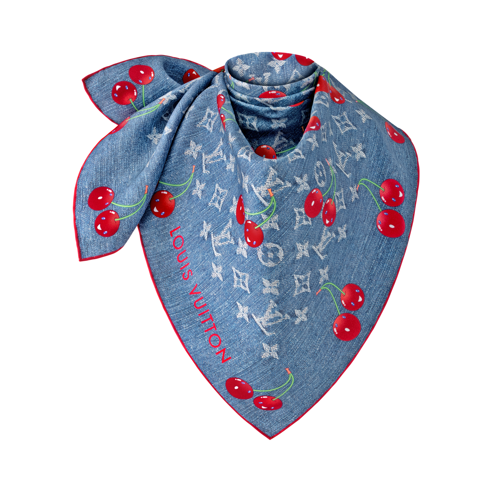 LV x TM Foulard Denim Cerise 90 S00 Donna Accessori Foulard in seta e Bandeaux | LOUIS VUITTON (Zoom prodotto)