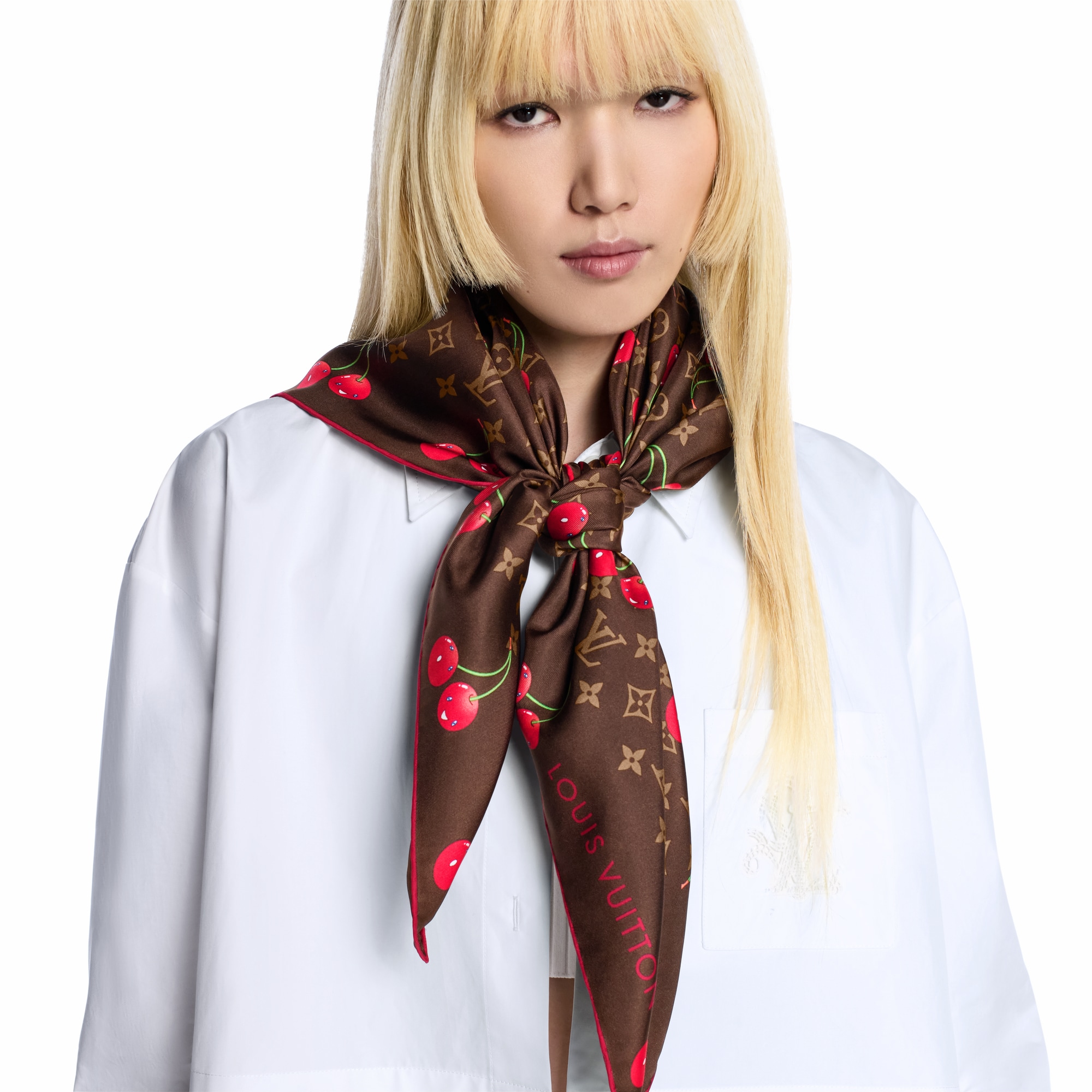 LV x TM Foulard Monogram Cerise 90 S00 Donna Accessori Foulard in seta e Bandeaux | LOUIS VUITTON (Zoom prodotto)