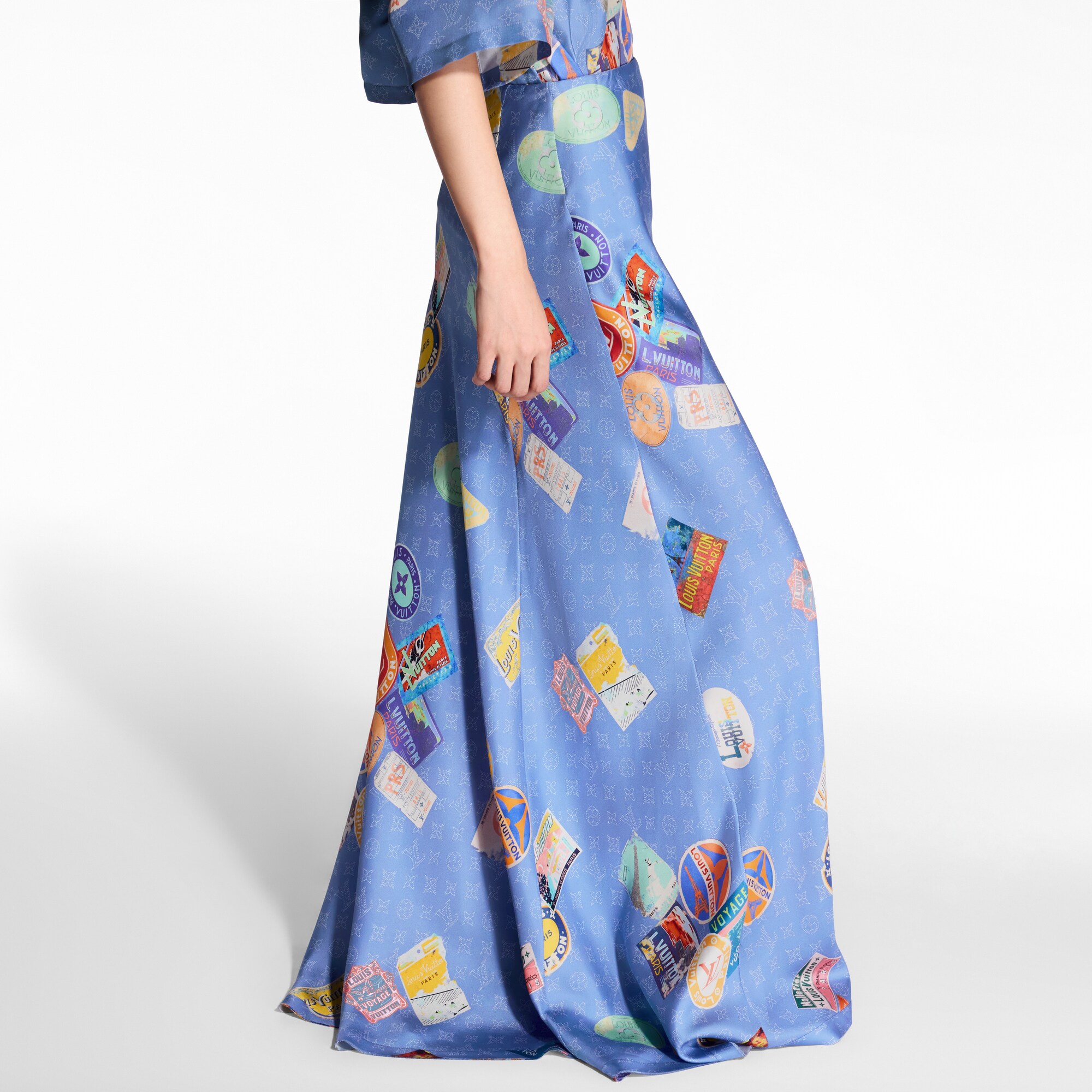 Maxi-gonna svasata con motivo Monogram Mahina e di applicazioni ispirate ai viaggi  Donna Abbigliamento Gonne e Shorts | LOUIS VUITTON (Zoom prodotto)