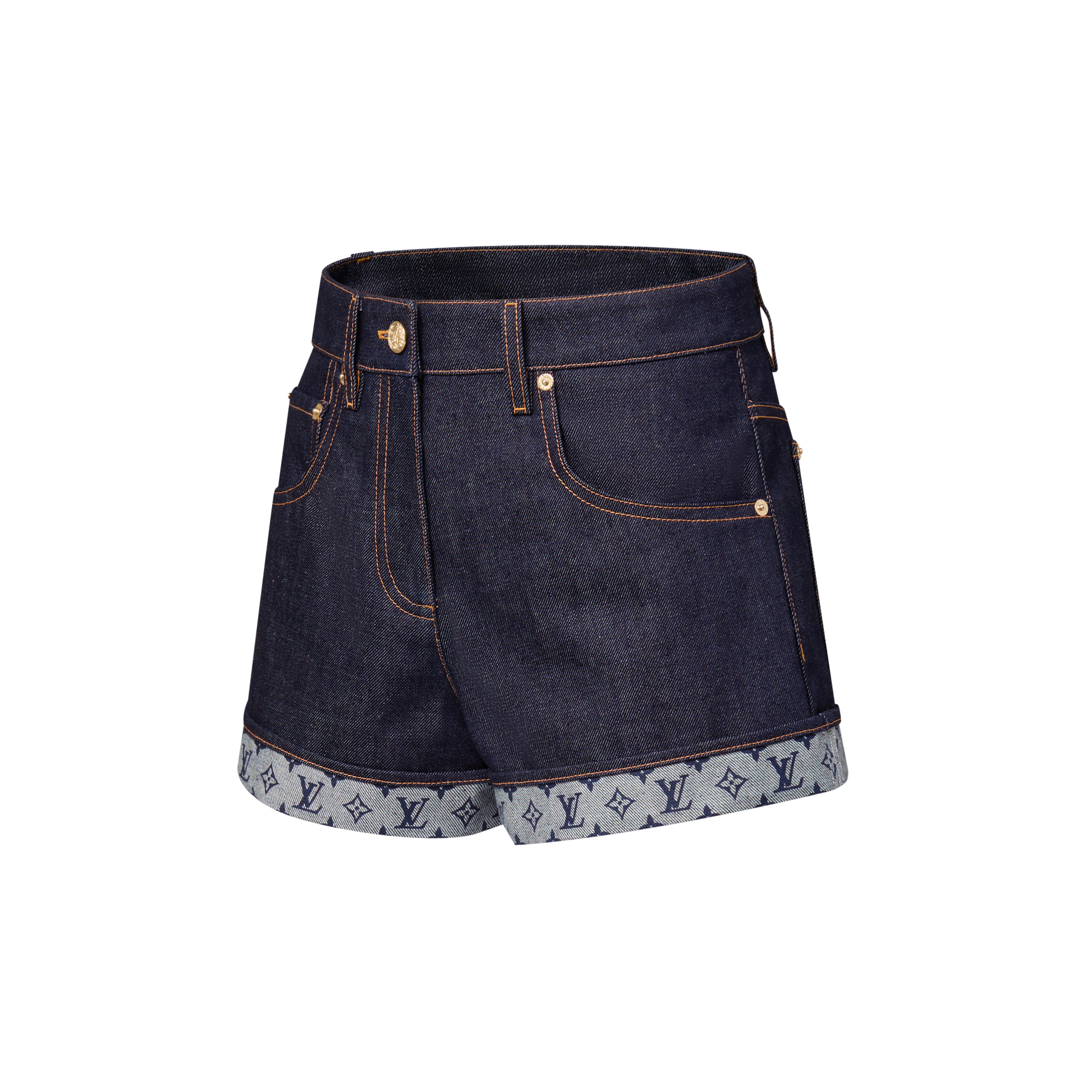 Mini shorts in denim con risvolti  Donna Abbigliamento Gonne e Shorts | LOUIS VUITTON (Zoom prodotto)