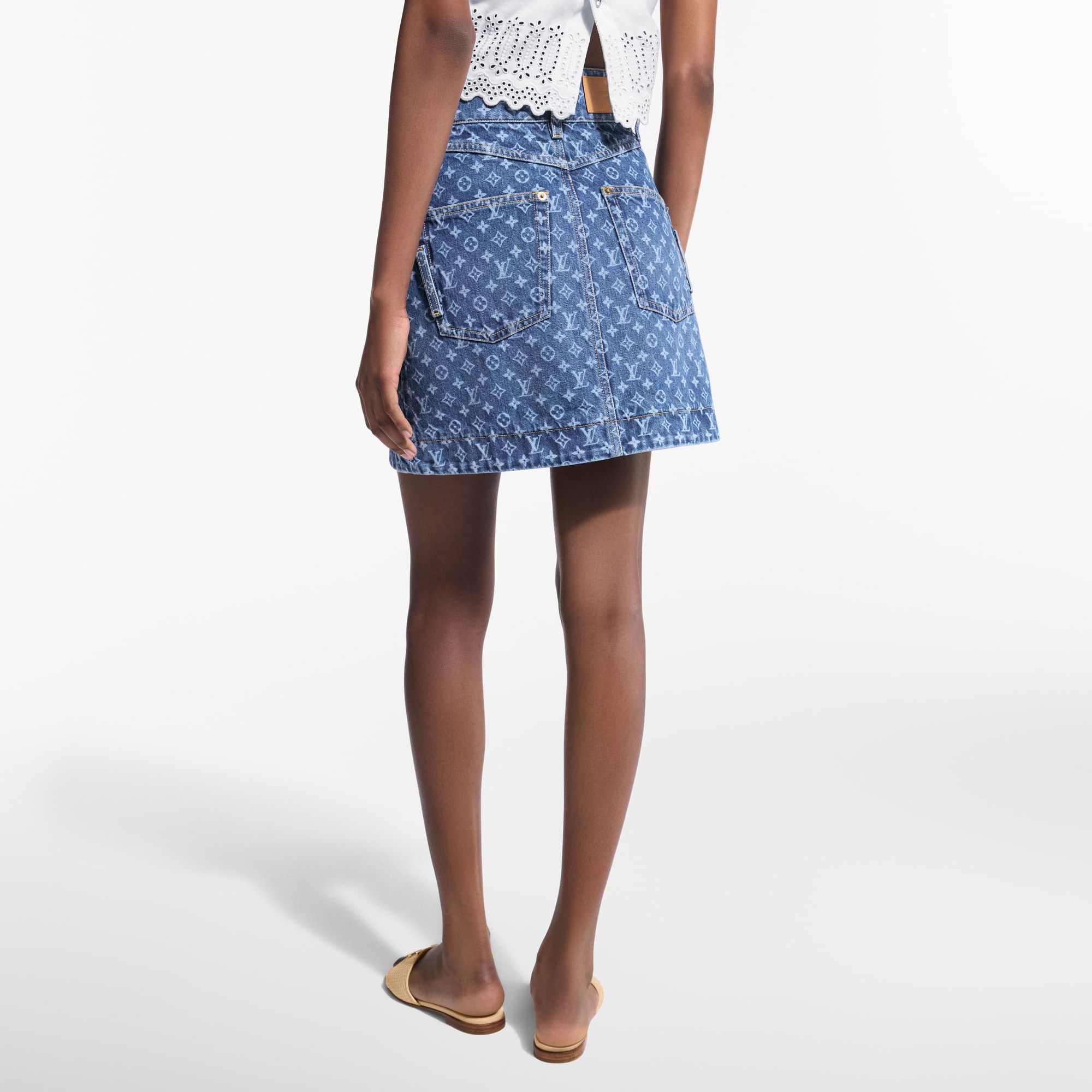 Minigonna in denim con motivo Monogram  Donna Abbigliamento Gonne e Shorts | LOUIS VUITTON (Zoom prodotto)