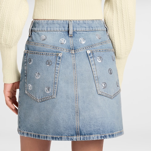 Minigonna in denim con paillettes e firme Donna Abbigliamento Gonne e Shorts | LOUIS VUITTON (Zoom prodotto)