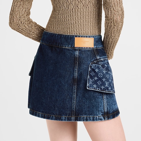 Minigonna in denim grezzo con motivo Monogram Donna Abbigliamento Gonne e Shorts | LOUIS VUITTON (Zoom prodotto)